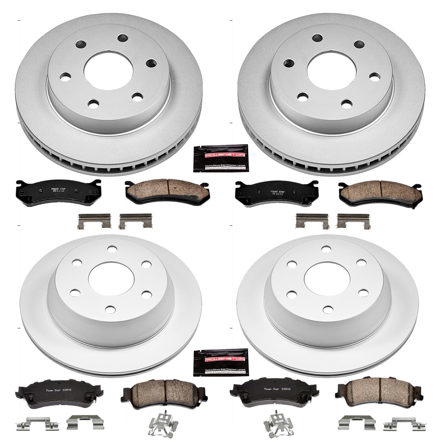 Power Stop Coated Brake Rotor & Ceramic Brake Pads- front CRK2010 & rear