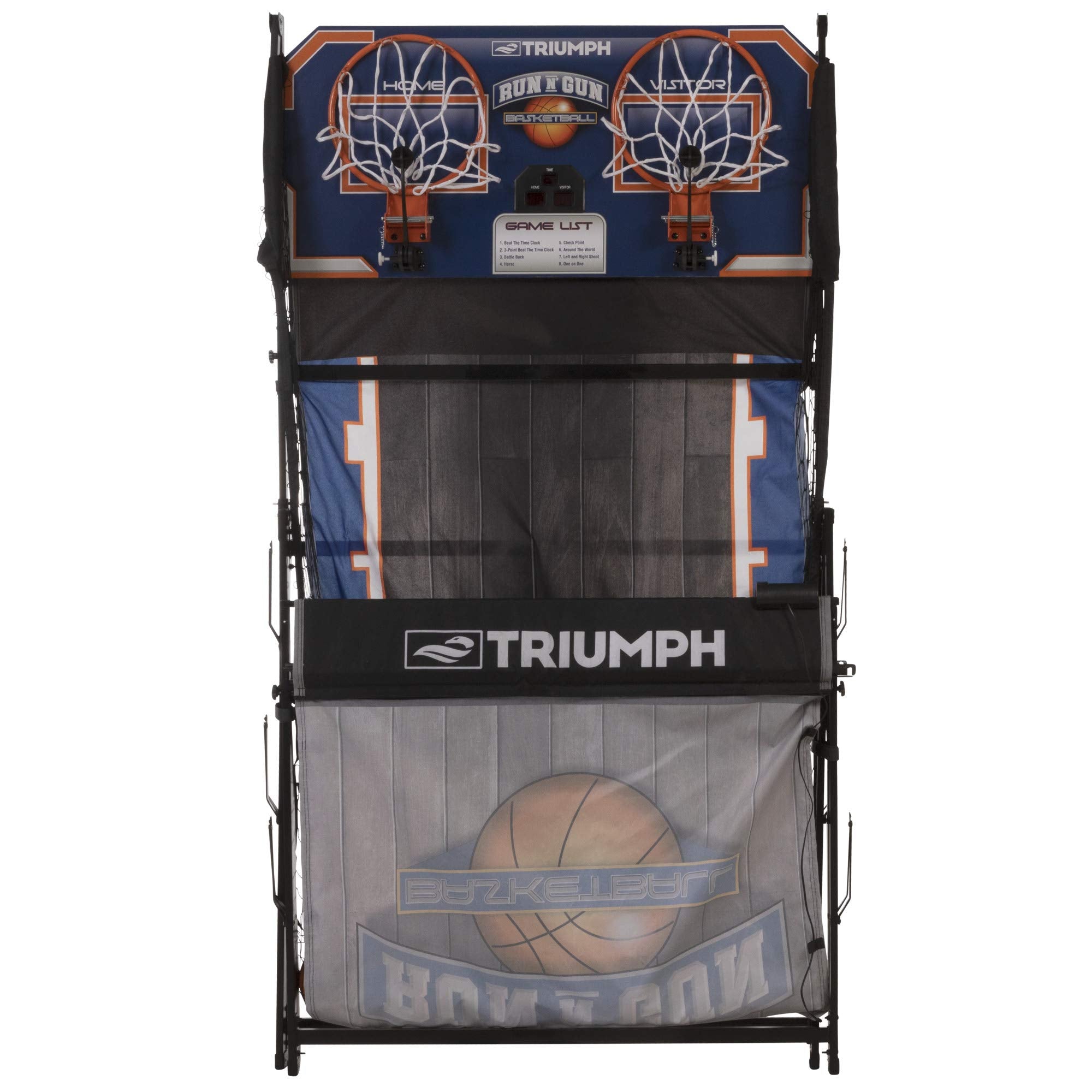 Sports TRIUMPH Run n Gun Arcade Basketball Shootout - 8 Game Modes - Quick and Easy Assembly - Folds 100% Flat for Complete Storage - Fully Portable, Play Inside or Outside