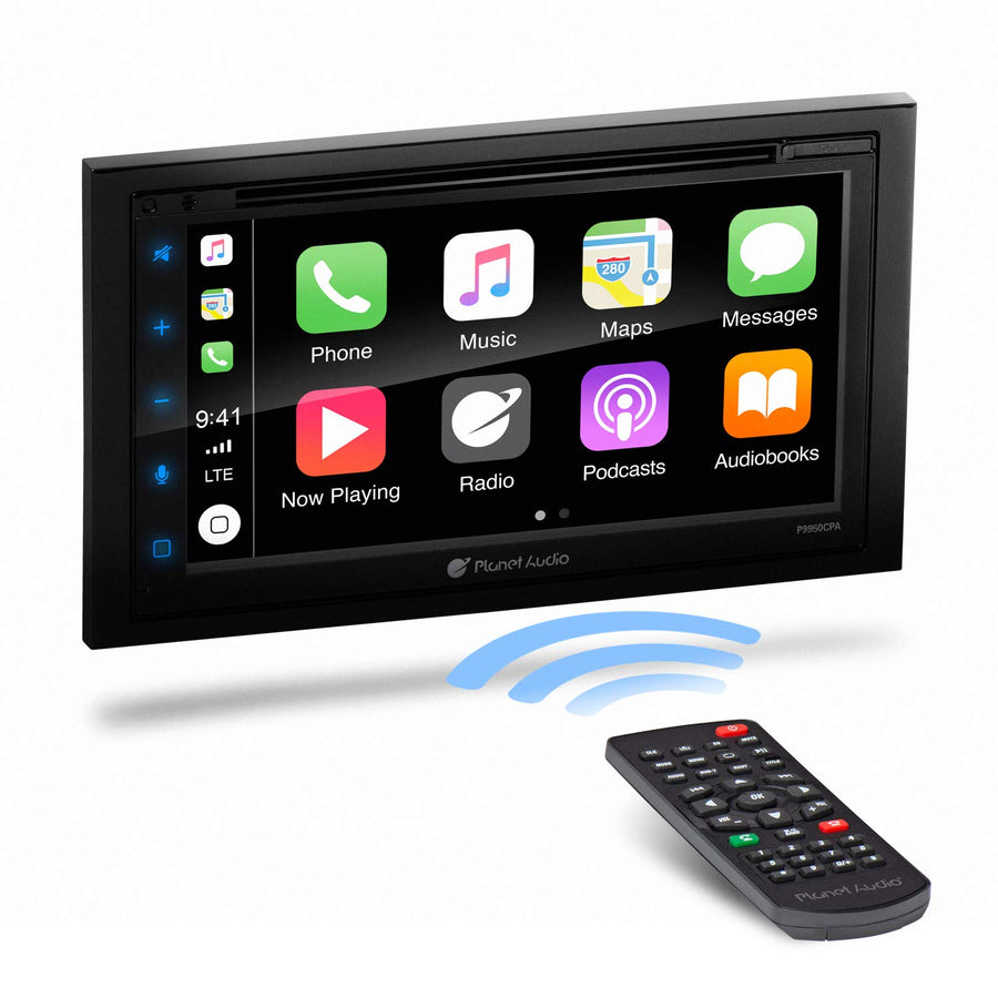 Apple Carplay Planet Audio P9950CPA Android Auto Car Multimedia Player - Double-Din, 6.75 Inch LCD Touchscreen, Bluetooth, MP3-DVD-CD-USB-Aux in, Am/FM Car Radio, Multi Color Illumination