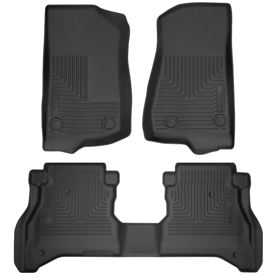 Weatherbeater Husky Liners Floor Mats | Fits 2020-2024 Jeep Gladiator | Front & 2nd Row - Black, 3-pc | 93681