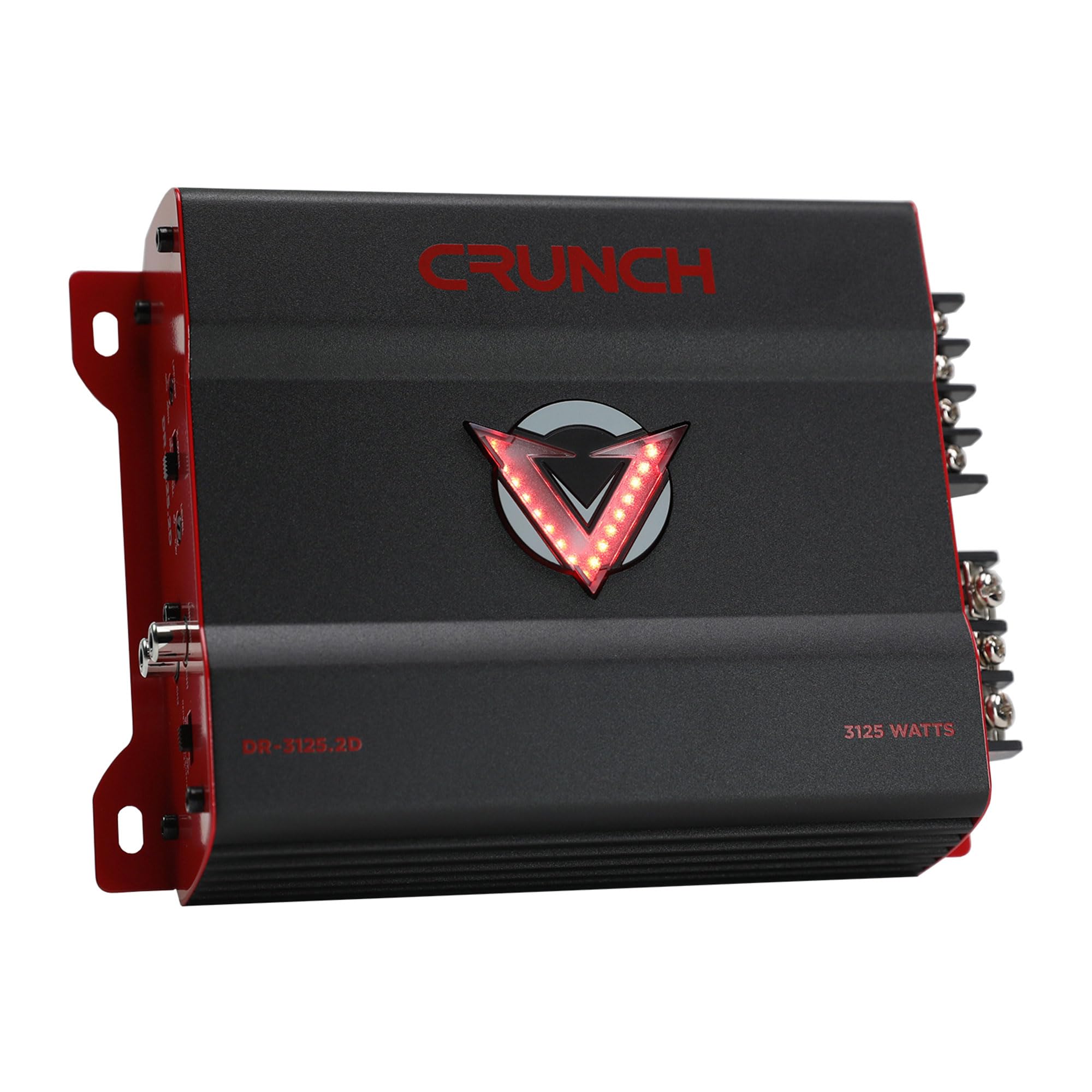 2 Channel Crunch 3125W Car Audio Subwoofer Amplifier with Adjustable Crossovers, Bass Knob & Remote, LED VU-Meter, QTD Cooling and PWM Power Supply