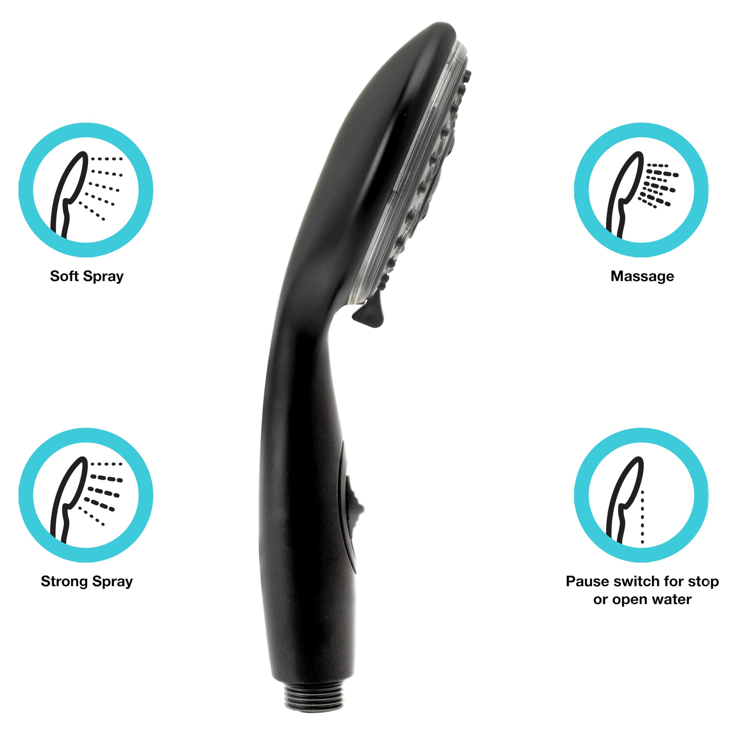 Dura Faucet Handheld Premium RV Shower Wand with Eco-Friendly On/Off Switch (Matte Black)