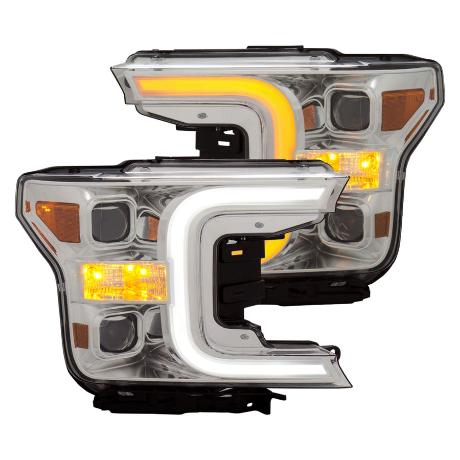 Ford F-150 Anzo USA 18-19 Projector Plank Style Switchback H.L. Chrome Amber
