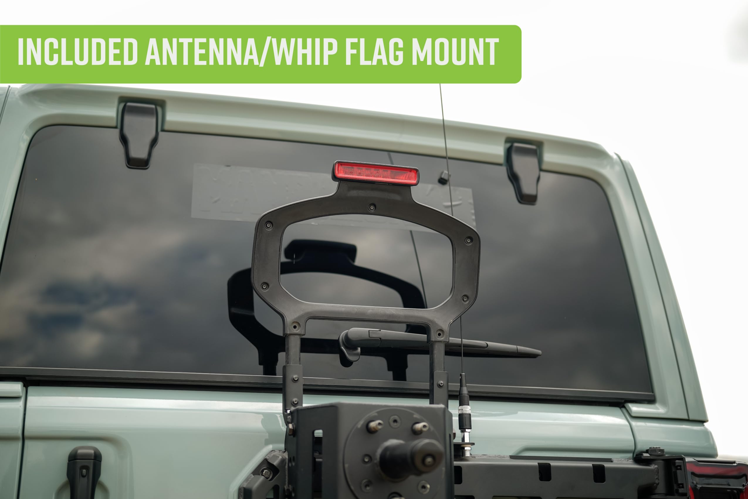 Spare Tire Carrier DV8 Offroad for Jeep Wrangler JL | Removes Weight of Spare Tire from The Tailgate Door | Cam Nut Adjustment for a Precise Fitment | Included Antenna/Whip Flag Mount | Fully Bolt-On