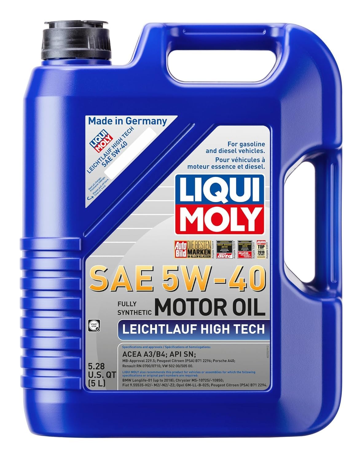 Leichtlauf High Tech Liqui Moly SAE 5W-40 | 5 L | Synthesis Technology Motor Oil | SKU: 2332