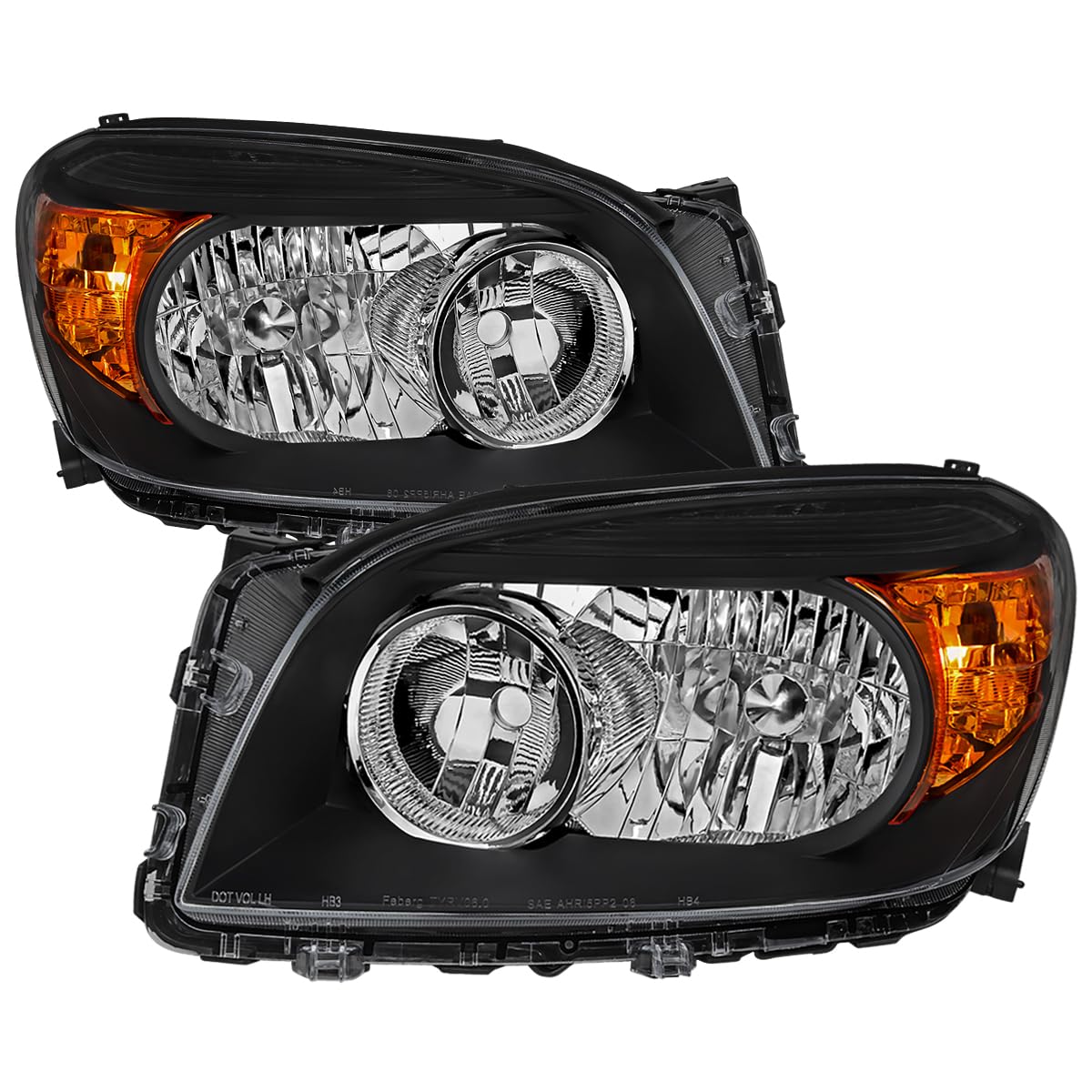Black Headlights SPEC-D TUNING Compatible with 2006-2008 Toyota RAV4, Left + Right Pair Headlamps Assembly