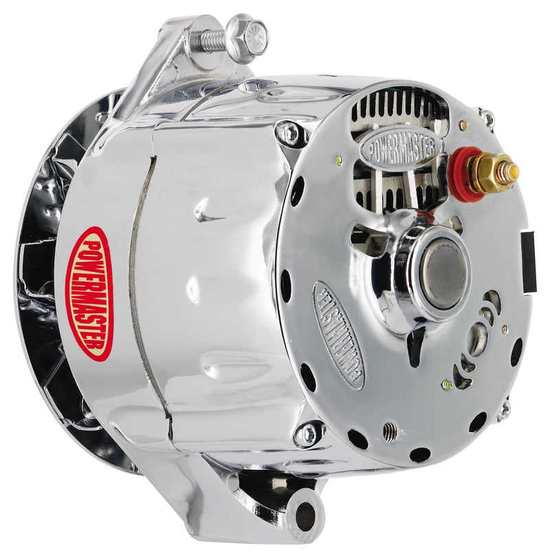 Alt GM Powermaster 12SI Chrome 150A Smooth Look™ 1V Pulley Baffle & Cone 1 or 3 Wire