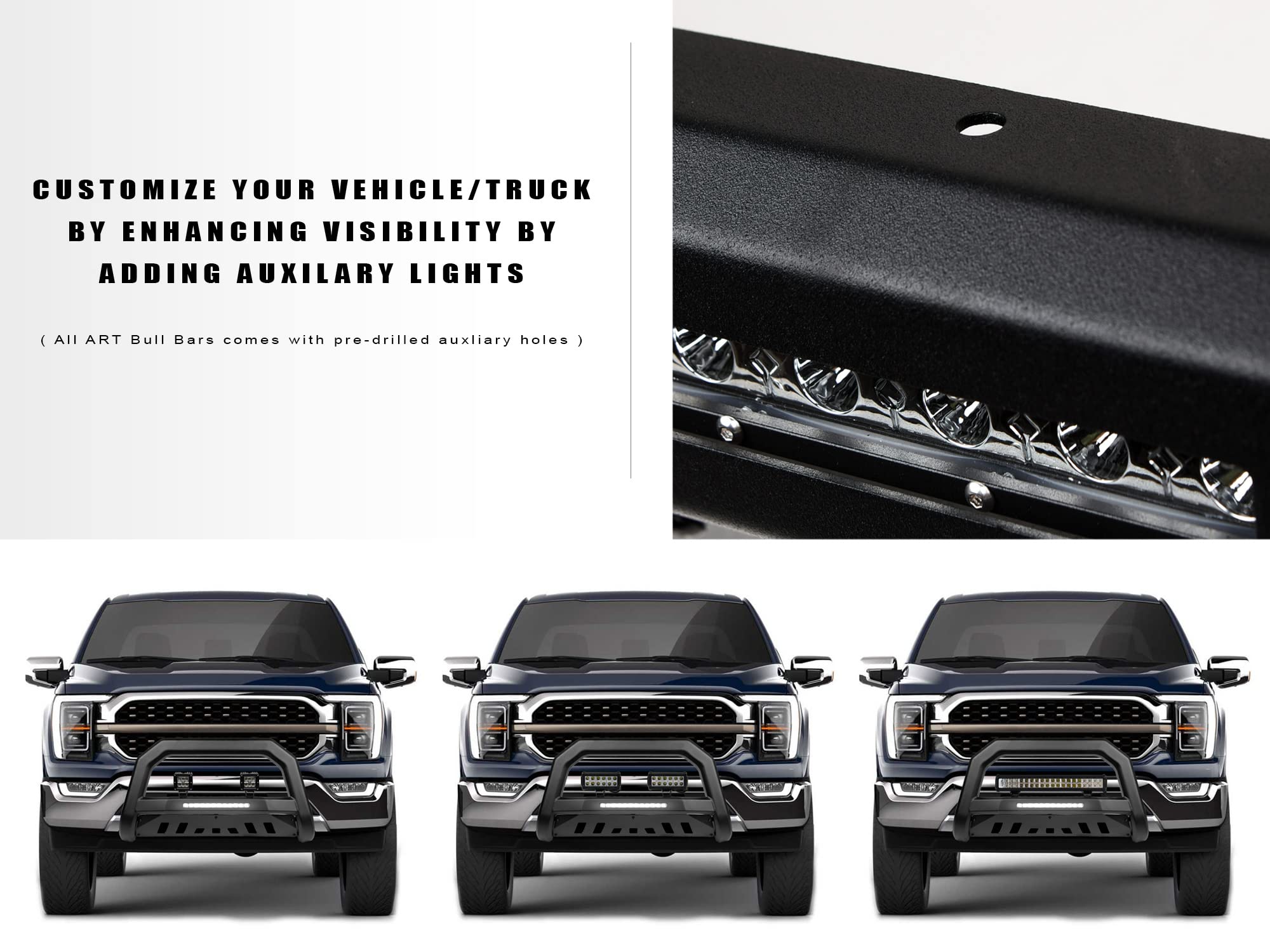 AR-T Series Armordillo 8705483 LED Bull Bar Compatible with Parking Sensor - Matte Black Fits 2019-2024 Dodge Ram 1500
