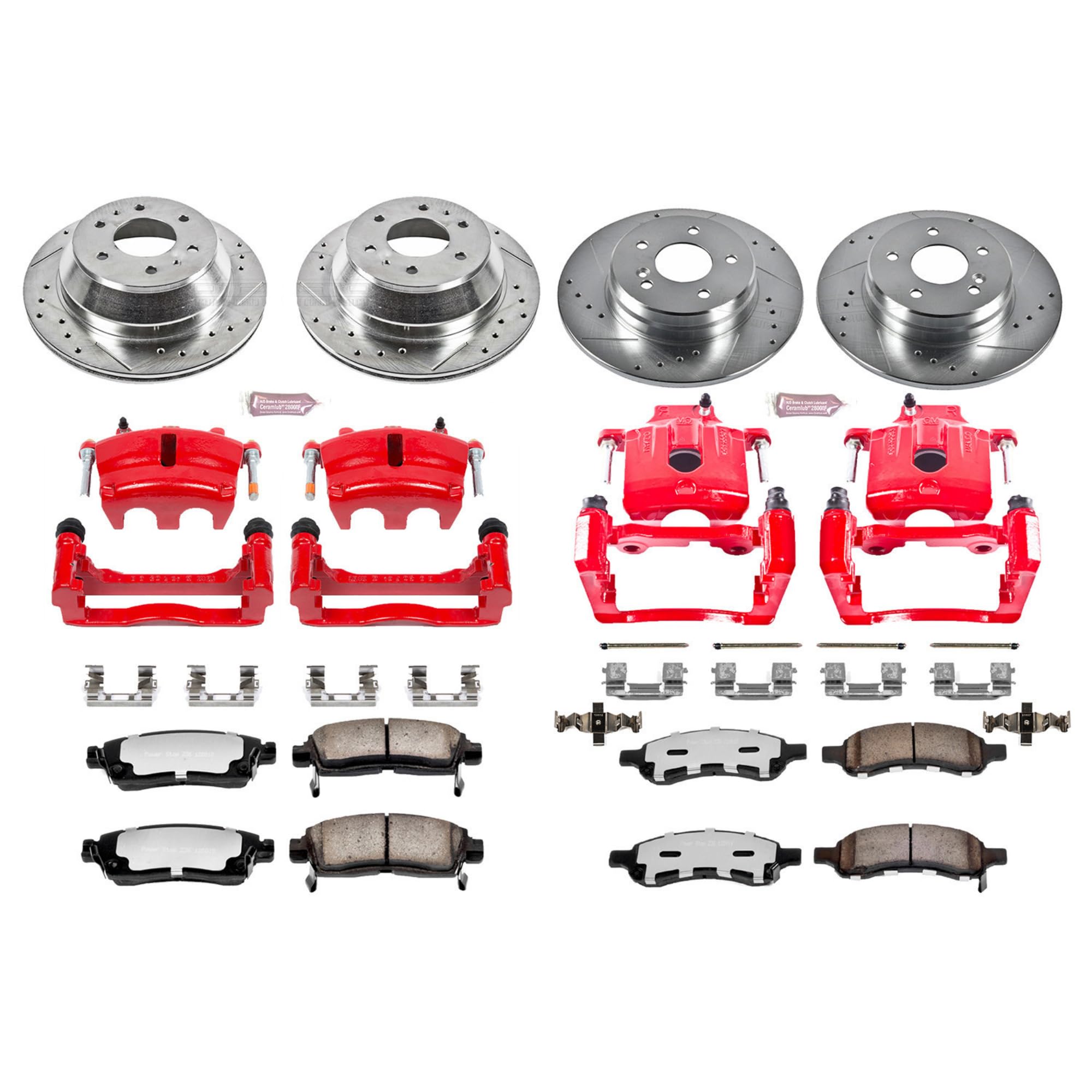 Power Stop Z36 KC2085B-36 Brake Kit Front & Rear with Calipers For Buick Rainier, Chevrolet Trailblazer, GMC Envoy, Isuzu Ascender [Model Specific]