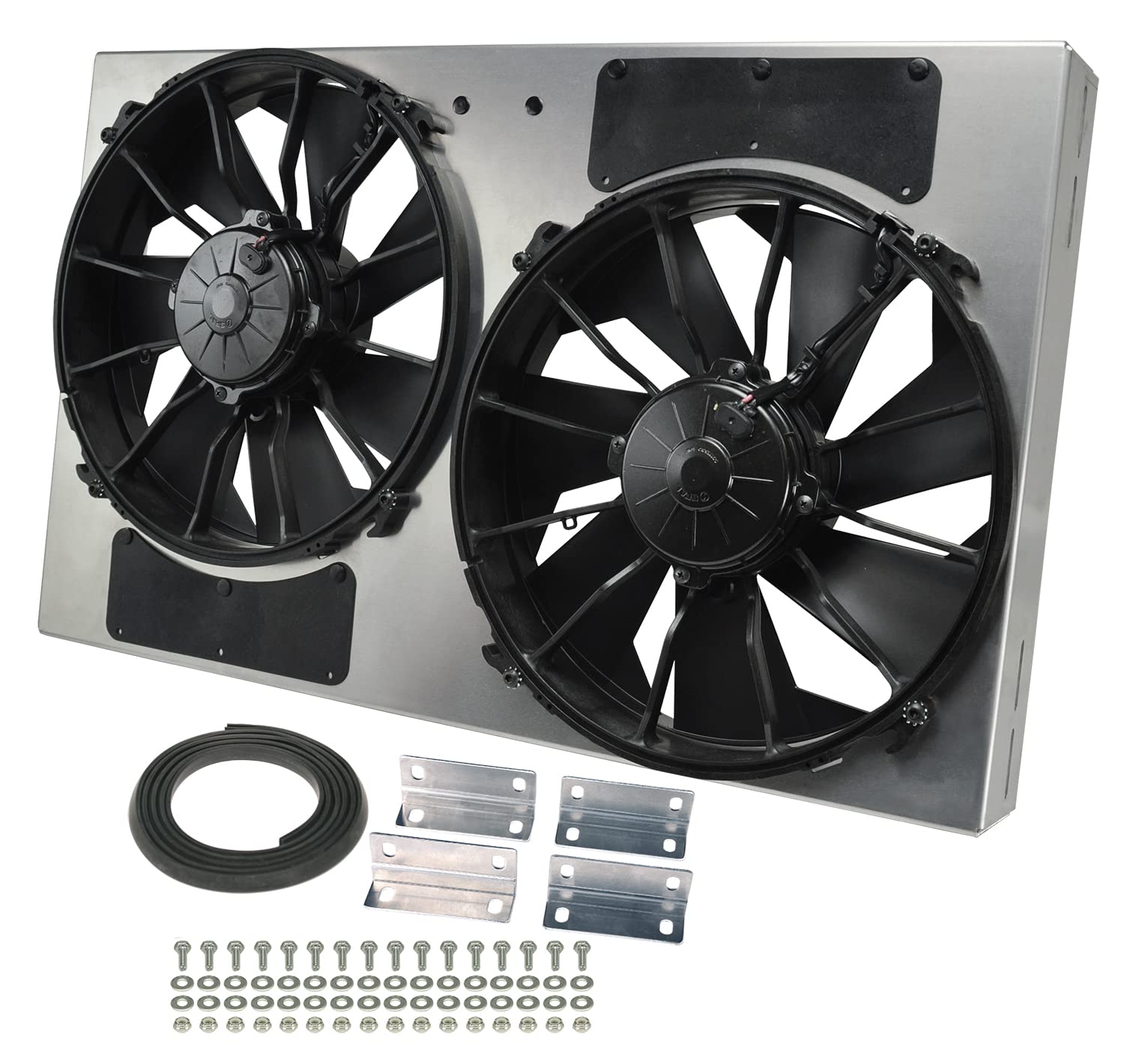 High Output Derale Performance 16836 Gray/Black Dual Radiator Fan