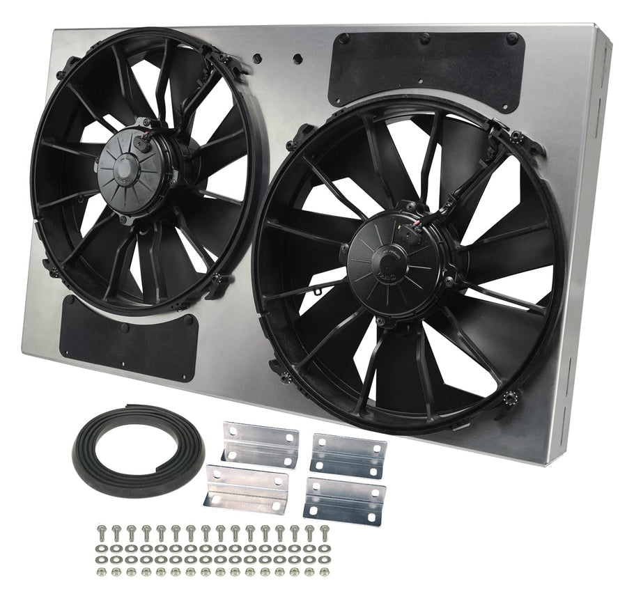 High Output Derale Performance 16836 Gray/Black Dual Radiator Fan