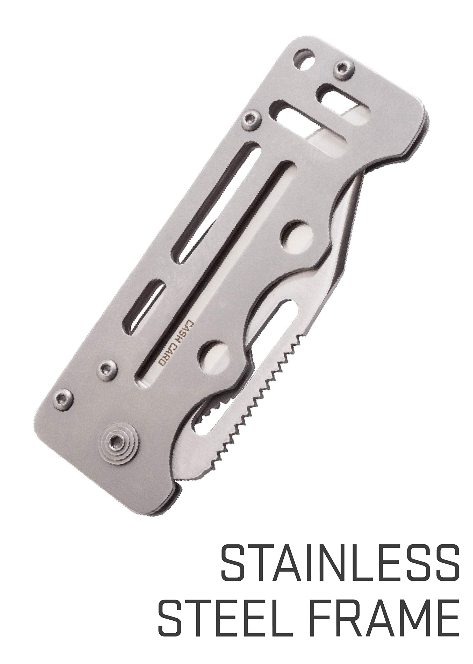 SOG Money Clip Cash Card Pocket Knife- 2.75 Inch Blade EDC Knife with Clip for Pocket, Money or Card Holder, Stainless Steel Handle with Built-In Lanyard Hole (EZ1-CP), Onesize, Satin Polished