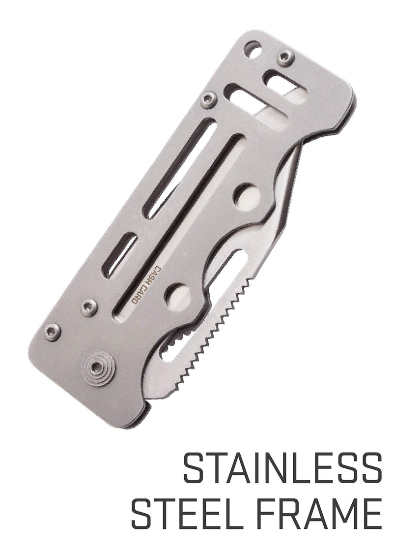 SOG Money Clip Cash Card Pocket Knife- 2.75 Inch Blade EDC Knife with Clip for Pocket, Money or Card Holder, Stainless Steel Handle with Built-In Lanyard Hole (EZ1-CP), Onesize, Satin Polished
