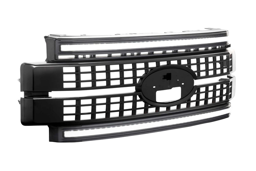 Morimoto LED DRL XBG Grille Fits Ford Superduty 17-19, Plug and Play Paintable Black Grille with White LED DRL (XBG05)
