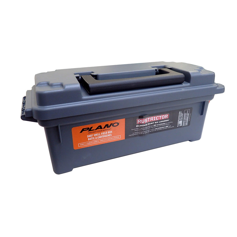 Plano Field Rustrictor Ammo Box Shot Shells, Gray All-Weather & Anti-Rust Ammunition Storage, Compact Plastic Waterproof Ammo Can, Holds 4 Boxes of Ammunition