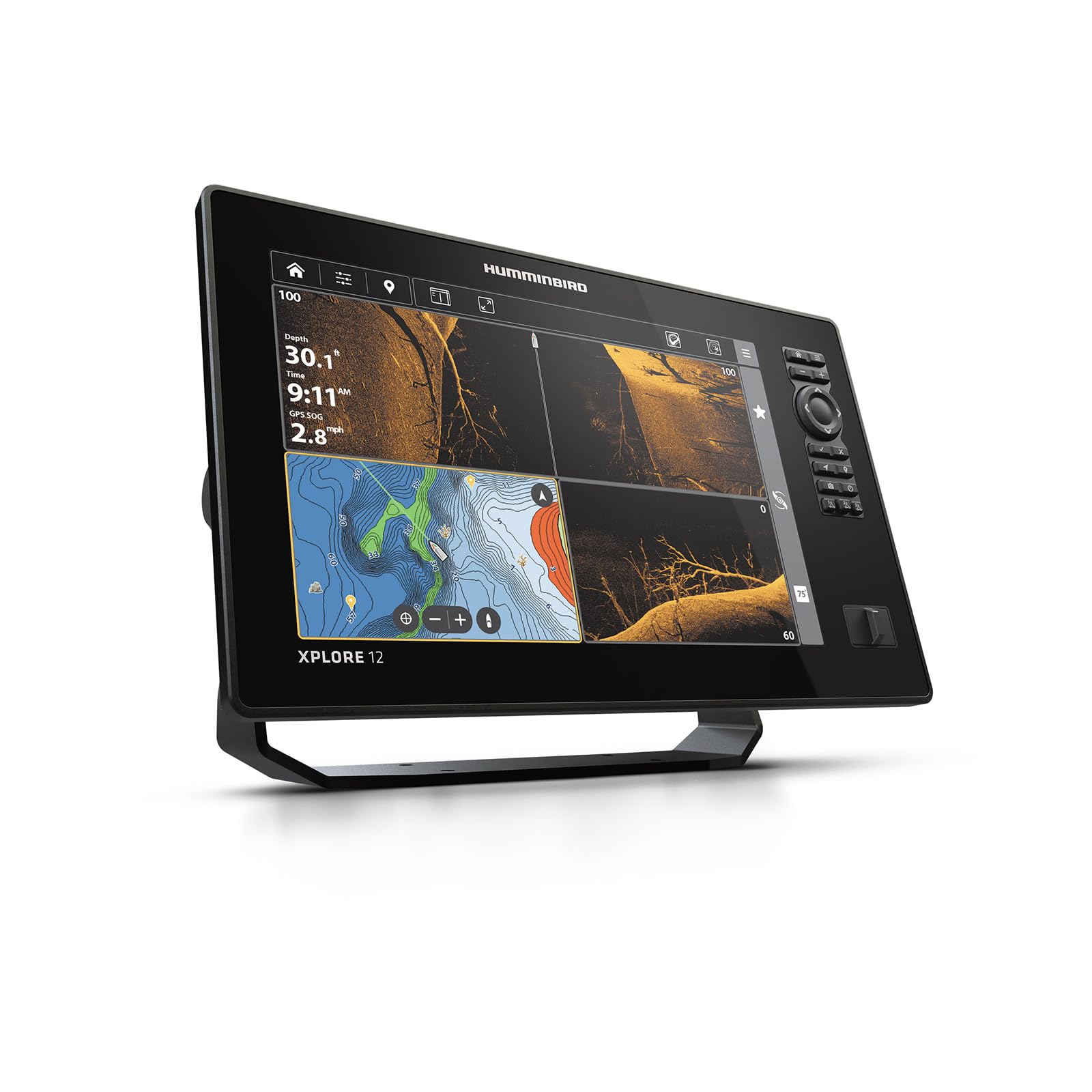 Humminbird GPS XPLORE 12 Fish Finder with Transducer, MEGA Side Imaging+ & HD Touchscreen
