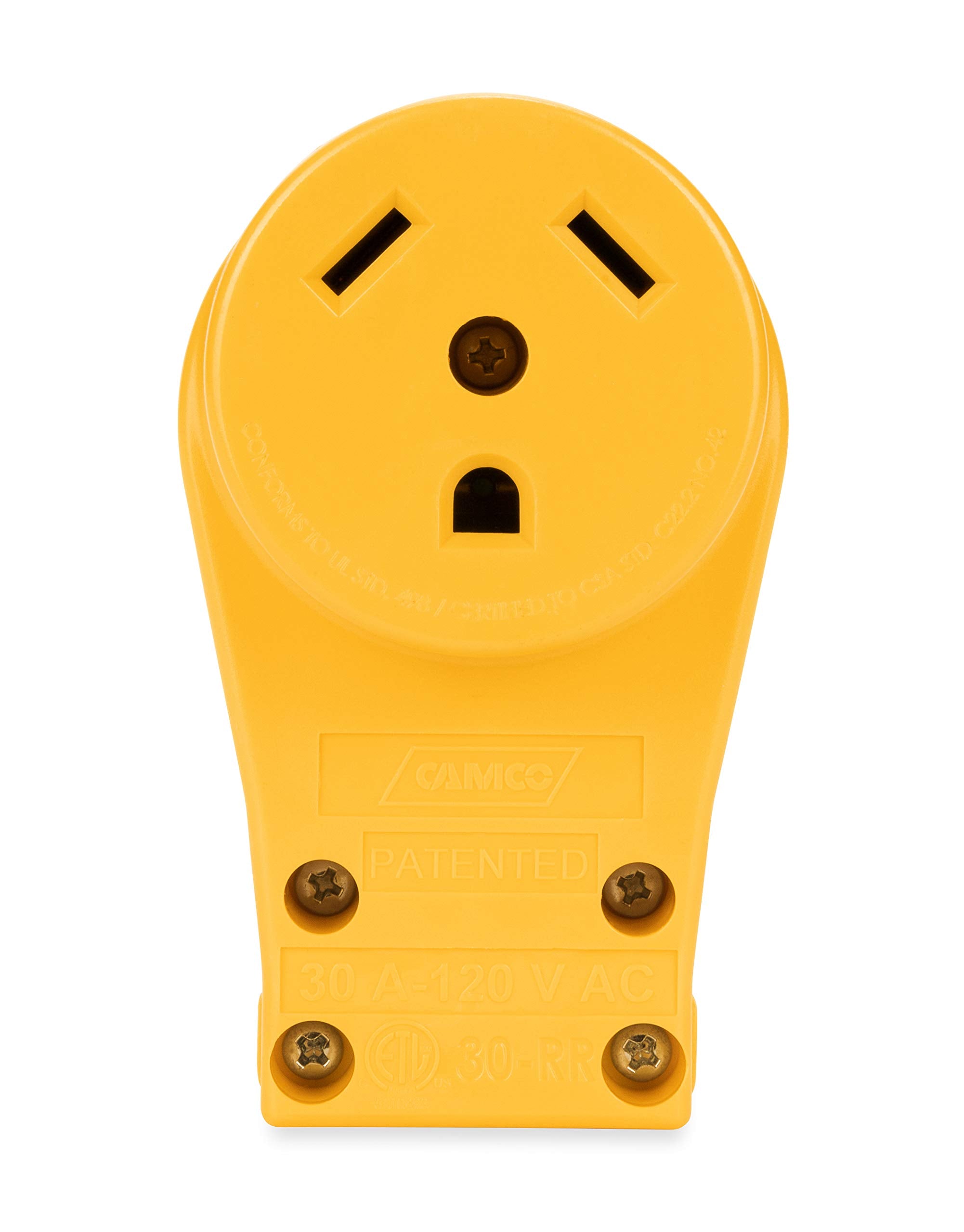 Camco 30-Amp Power Grip Female Replacement Receptacle/RV - Features Power Grip Handle (55343)
