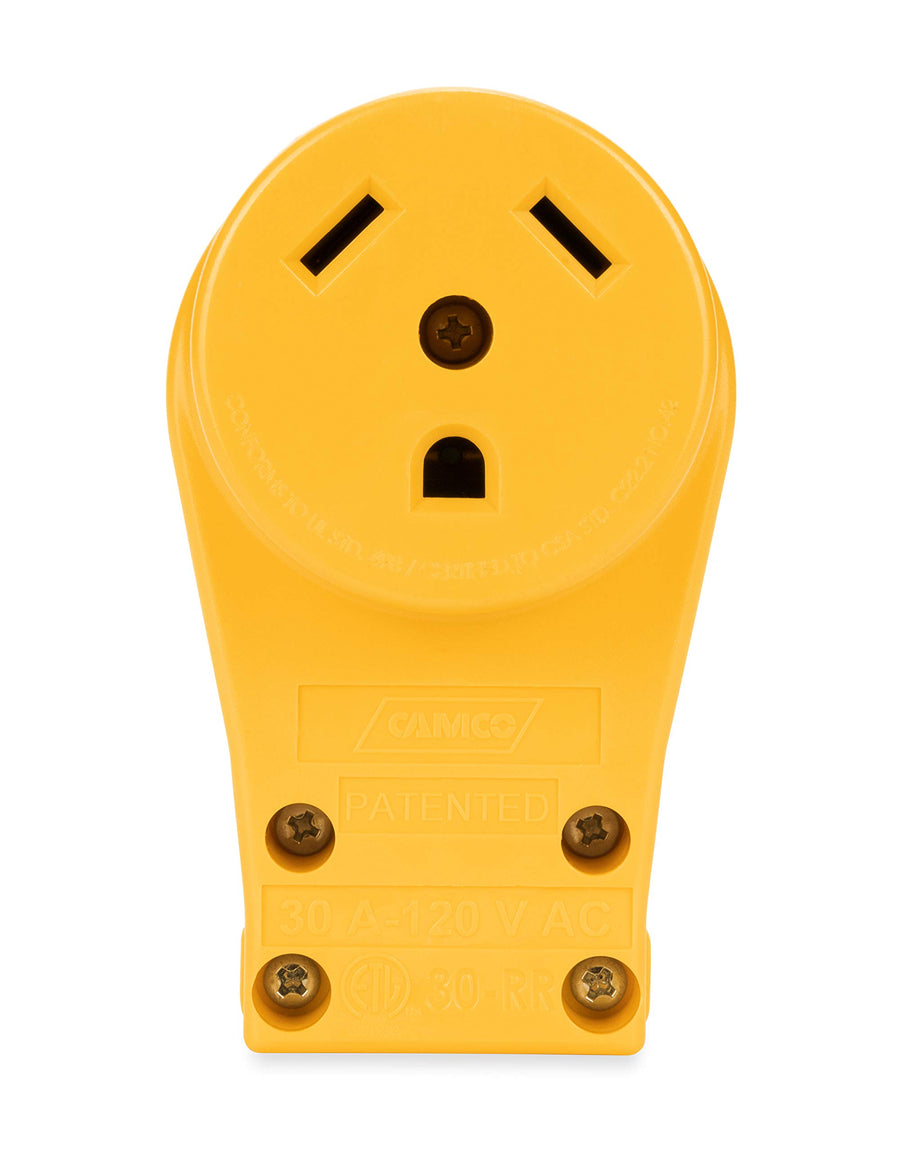 Camco 30-Amp Power Grip Female Replacement Receptacle/RV - Features Power Grip Handle (55343)