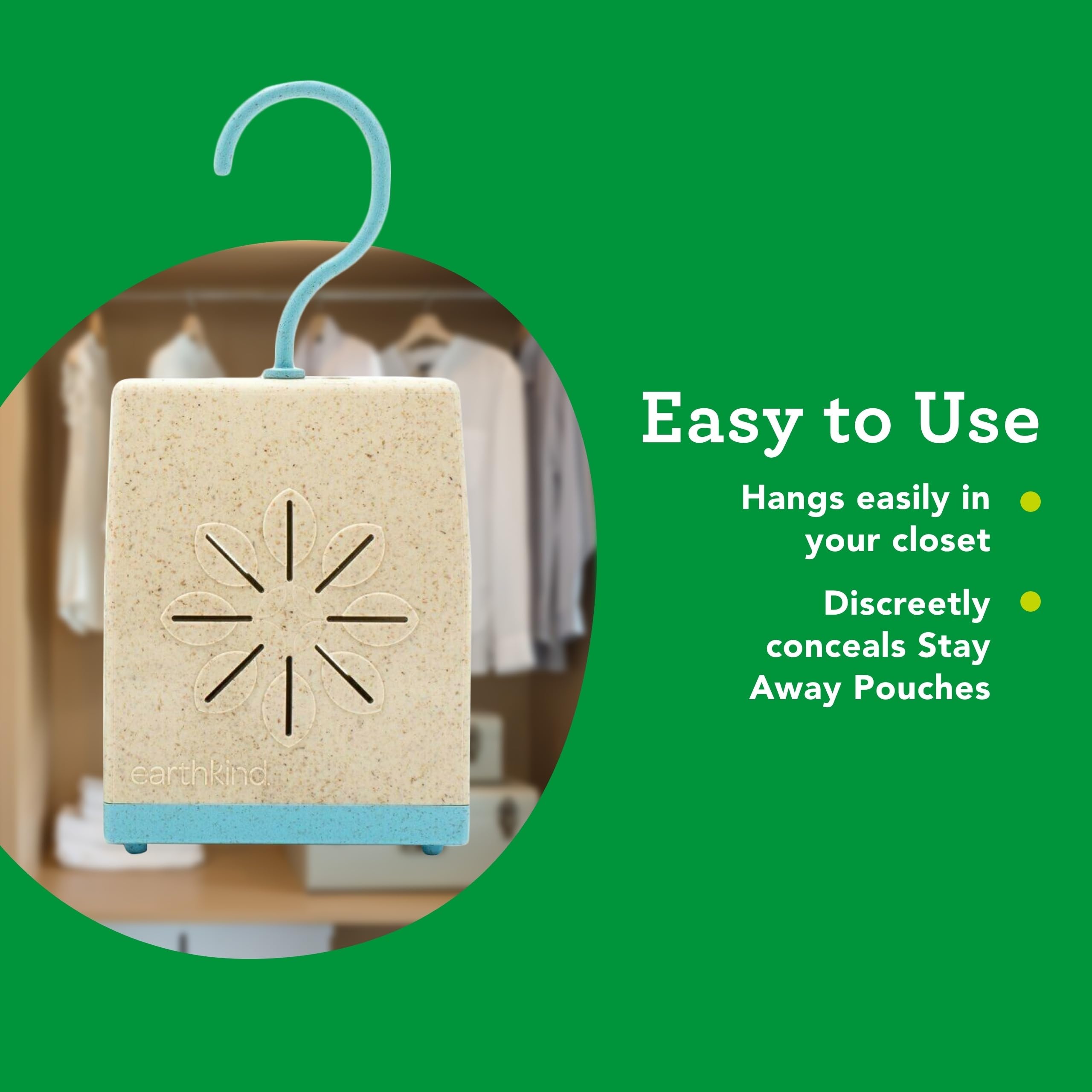 Pouch Pod EarthKind - Protective Holder for Stay Away Pest Repellent Pouches - Holder Extends Pouch Life up to 3X for Pantries, Closets & More