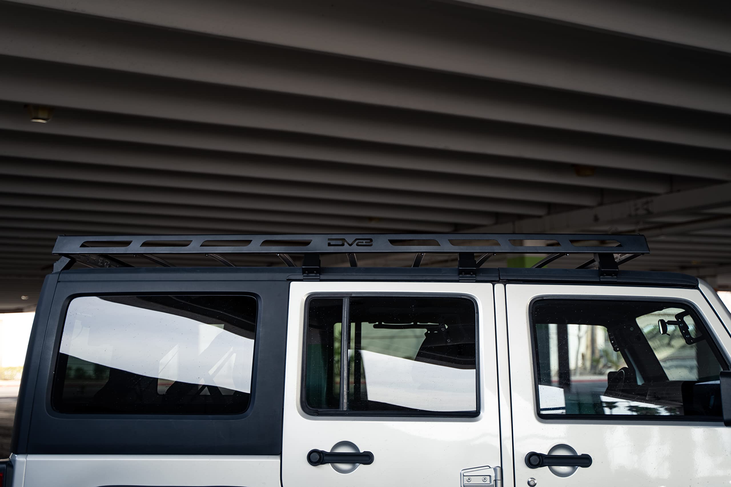 Roof Rack Full-Length for 2007-2018 Jeep Wrangler JK 4-Door | Mount Roof Top Tent | Bolt-On Installation | Multiple Tie Down Points | 300 lb Capacity | Multiple Accessories | DV8 Offroad