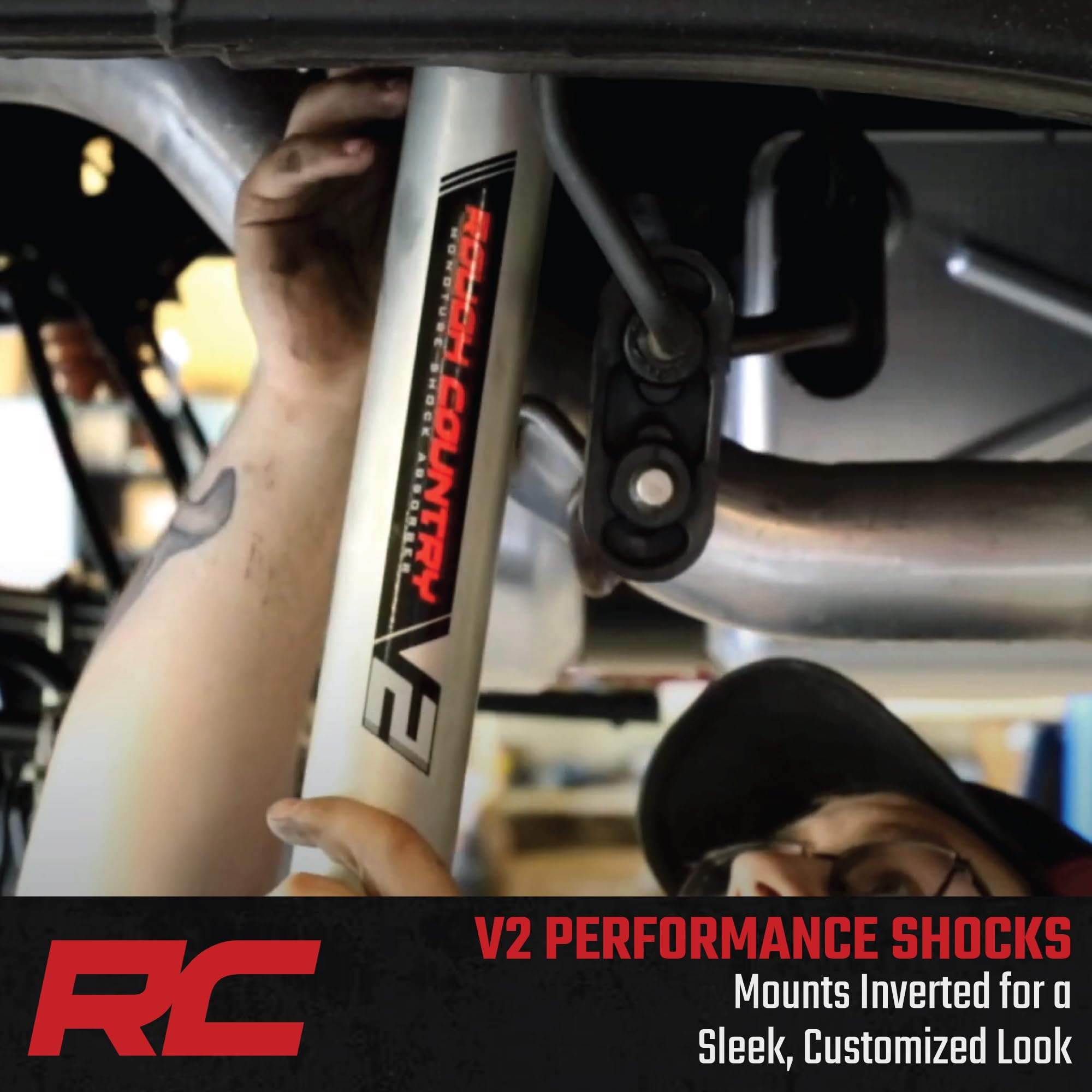 4-5.5" Rough Country V2 Monotube Front Shocks for 13-24 Ram 2500 4WD - 760818_E