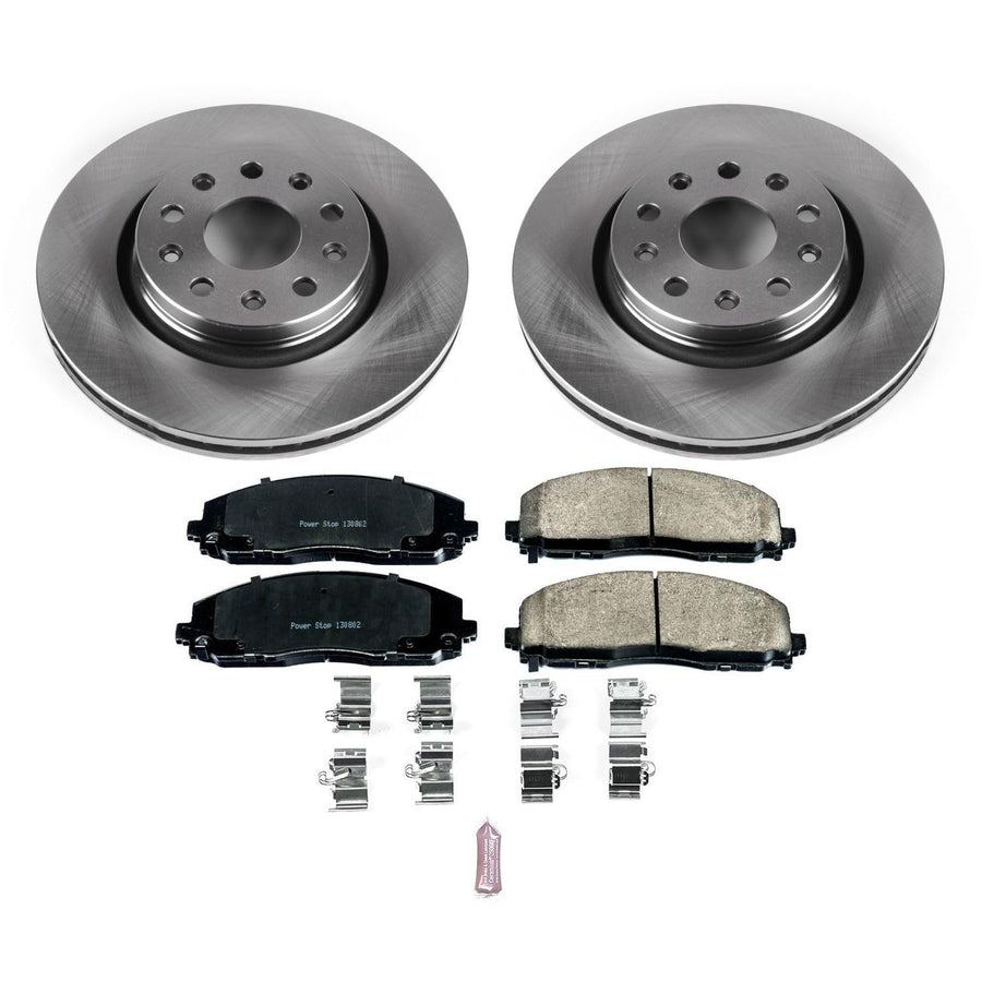 Power Stop Autospecialty KOE7940 Front Replacement Brake Kit-OE Brake Rotors & Ceramic Brake Pads For Jeep Gladiator 2020-2023, Jeep Wrangler 2018-2022 [Model Specific]
