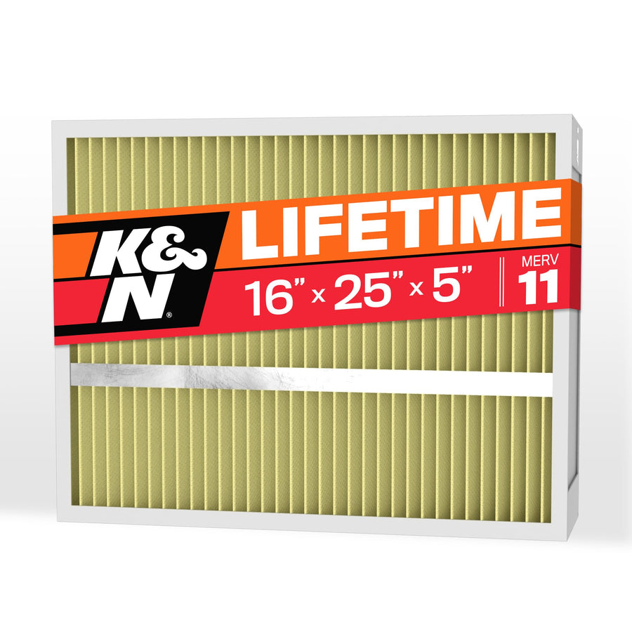 K&N HVAC Furnace Air Filter 16X25X5, Lasts a Lifetime, Washable, Merv 11, the Last Filter You Will Ever Buy, Breathe Safely at Home or in the Office, HVC-51625