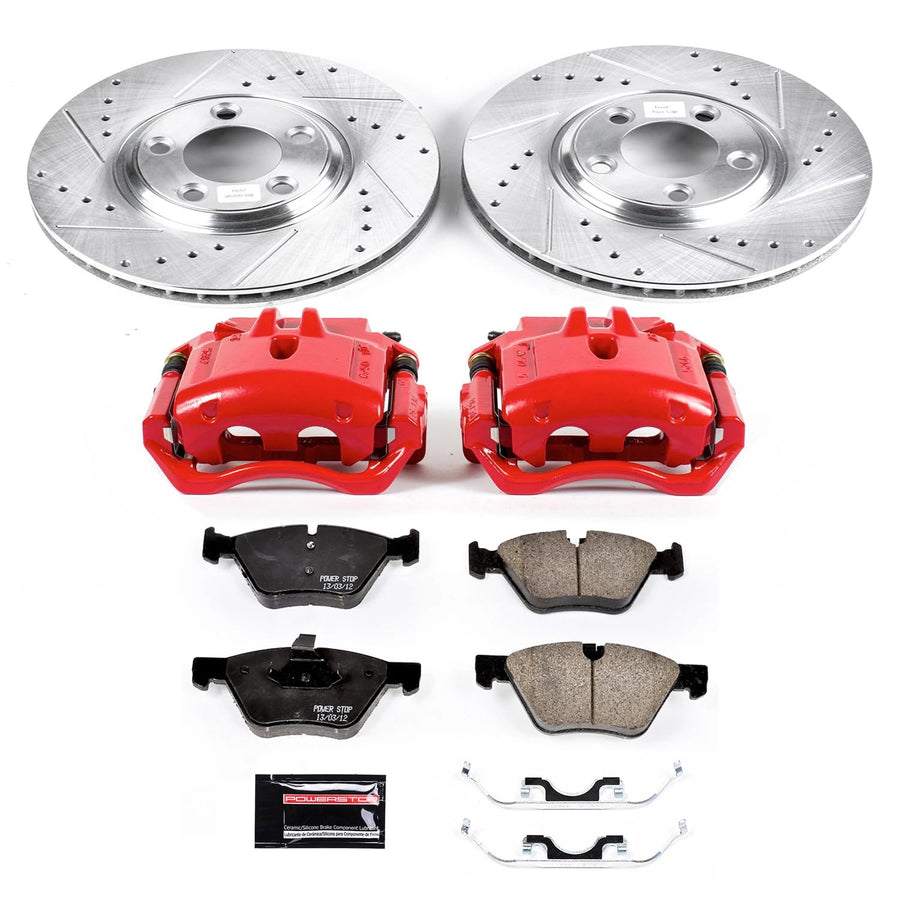 Power Stop Z23 Evolution Sport Front Brake Caliper Kit- Brake Pads, Brake Rotors and Brake Calipers For Jaguar S-Type 2005 [Model Specific]