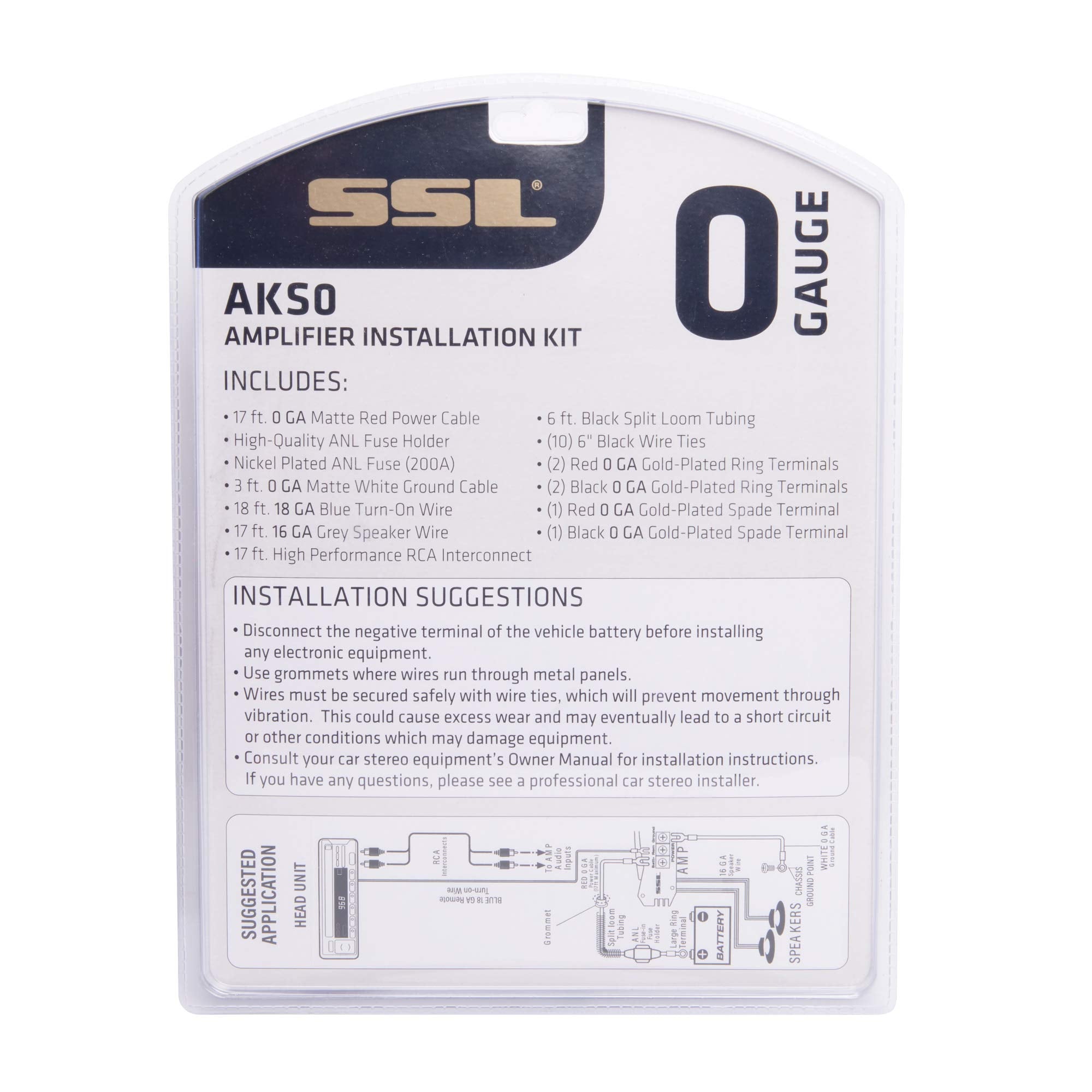 0 Gauge Sound Storm Laboratories AKS0 Amplifier Installation Wiring Kit - A Car Amplifier Wiring Kit Helps You Make Connections and Brings Power to Your Radio, Subwoofers and Speakers