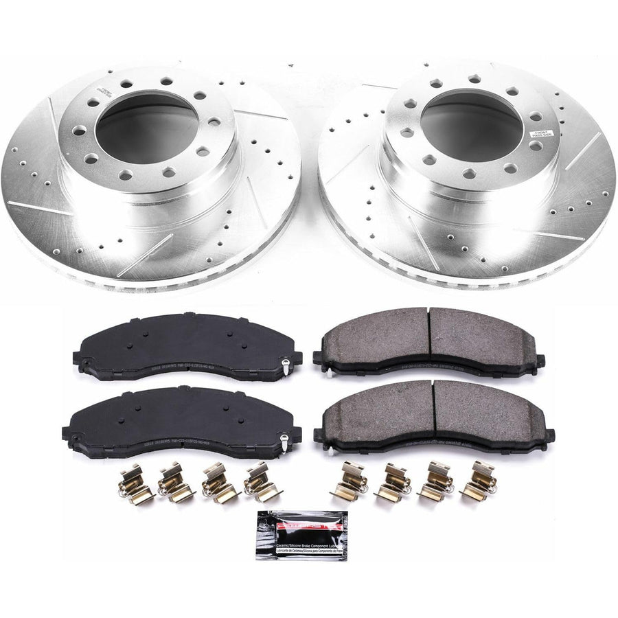 Power Stop Front K7422-36 Z36 Truck & Tow Brake Kit, Carbon Fiber Ceramic Brake Pads and Drilled/Slotted Brake Rotors For F-450 Super Duty, F-550 Super Duty, F-600 Super Duty [Model Specific]