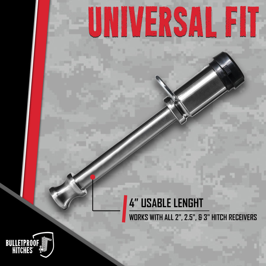 5/8" Trailer Hitch Locking Pin - BulletProof Hitches, Universal Fit, Stainless Steel, Weather Resistant Rubber Cap - Silver, 1 Pack