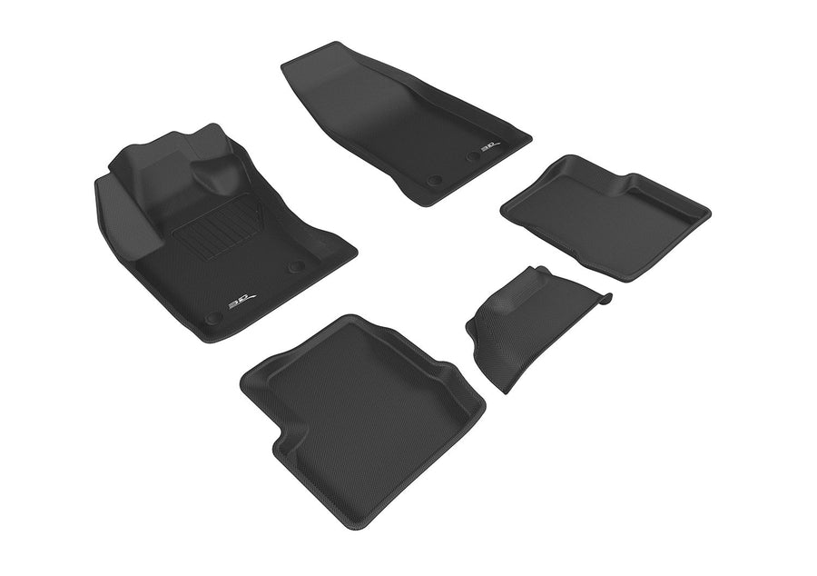 Complete Set 3D MAXpider - L1FA00501509 Custom Fit All-Weather Floor Mat for Select Fiat 500X Models - Kagu Rubber (Black)