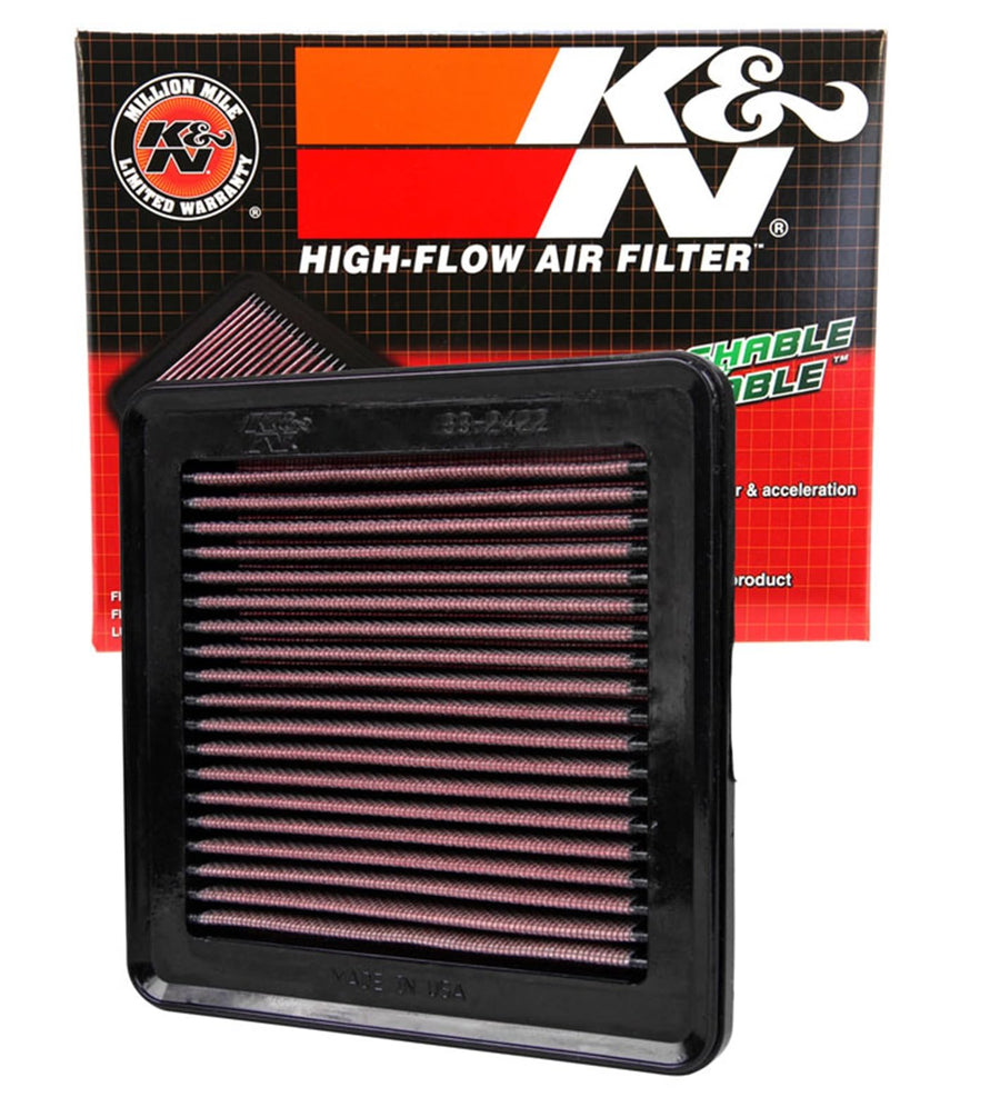 High-Flow K&N Original Lifetime Engine Air Filter: Increase Power: Premium, Washable: Compatible with 2008-2014 HONDA: Fit, 33-2422