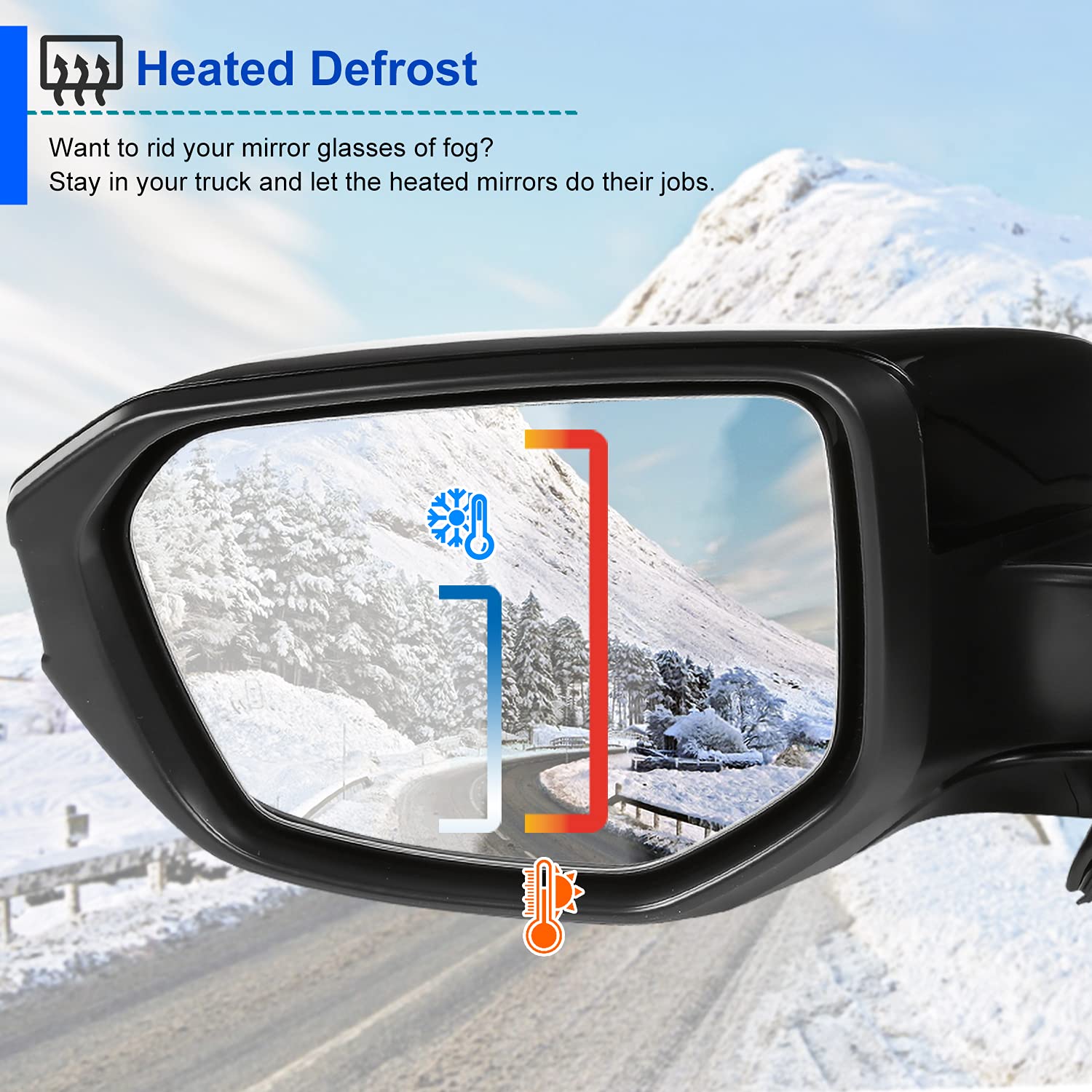 5-Pin Power Heated Fold Black Spec-D Tuning Left Driver Side Mirror Compatible with 2016-2018 Honda Civic