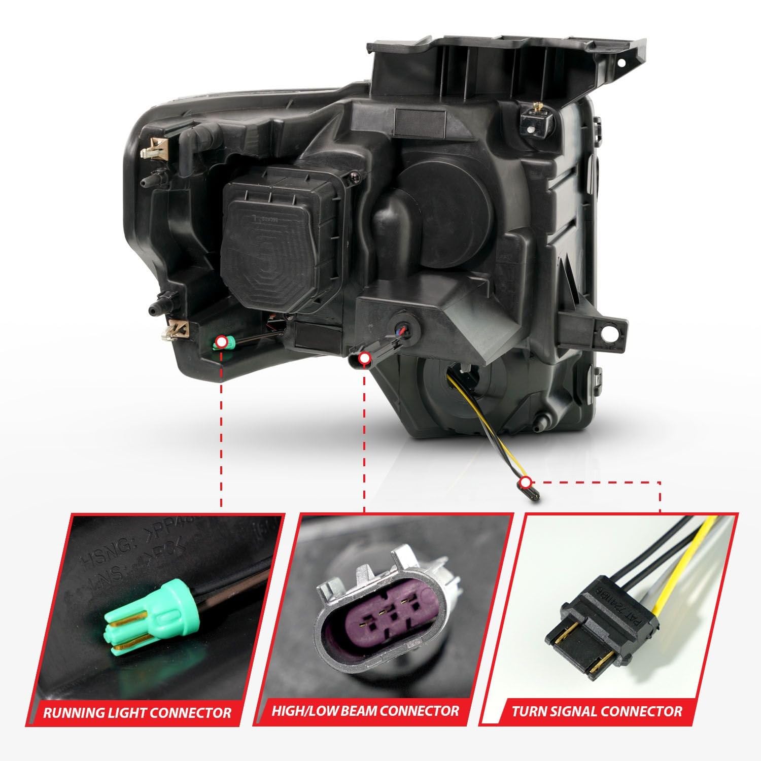 Black Anzo Seqential DRL Bar Projector LED Headlights