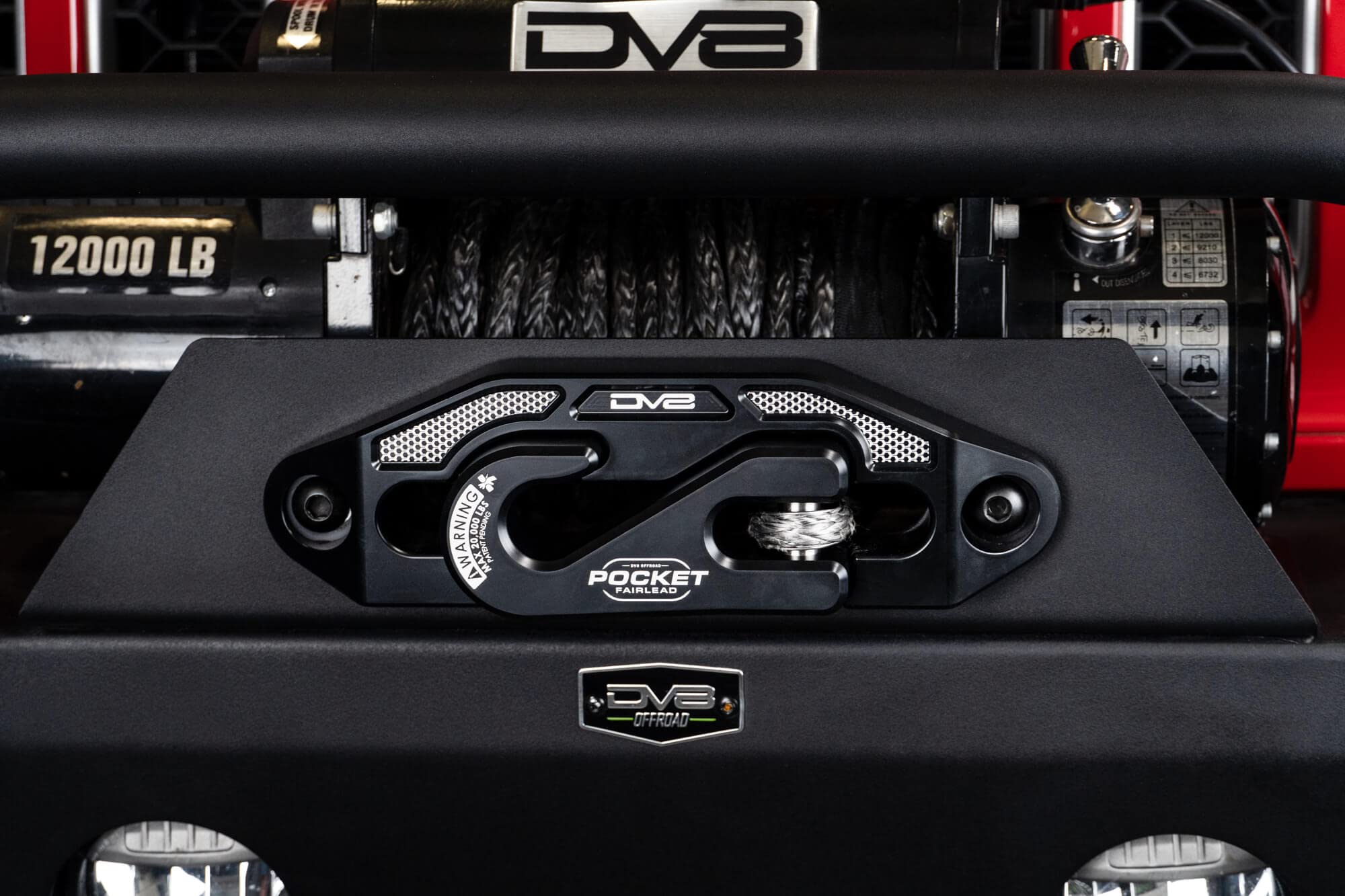 Pocket Fairlead DV8 Offroad for Aftermarket Winch | for Synthetic Rope Only | 20,000 lb Working Load Limit | Fits Most Aftermarket Winches | Includes Hook & Stainless Steel Pin