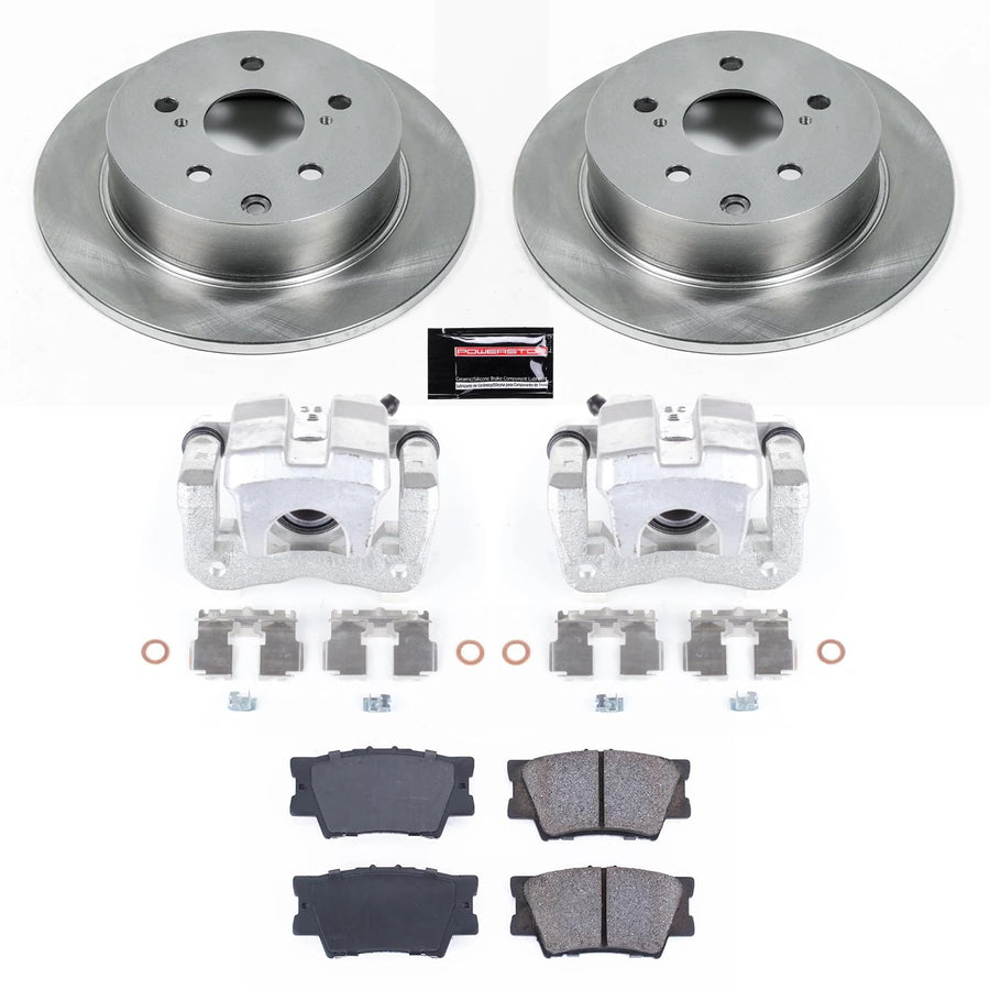 Power Stop KCOE4670 Rear Autospecialty Stock Replacement Caliper Kit- OE Rotors, Ceramic Brake Pads, Calipers For Pontiac Vibe 2009-2010, Toyota Matrix 2009-2011 [Model Specific]