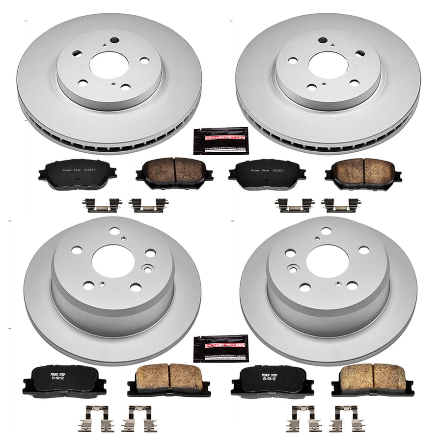 Power Stop CRK2416 Brake Rotor & Coated Ceramic Brake Pads- front & rear For Toyota Camry 2002-2004 [Model Specific]