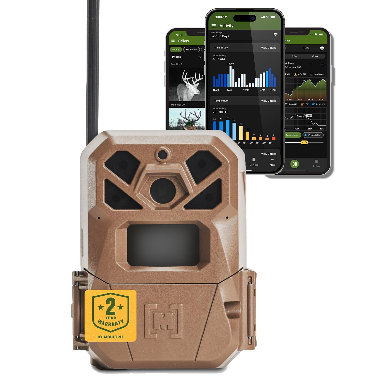 Moultrie 2 Edge Cellular Trail Camera - Auto Connect Nationwide 4G LTE - On Demand 36MP Photo - 1080P Video with HD Audio - 100 Ft Detection Range - Low Glow Flash