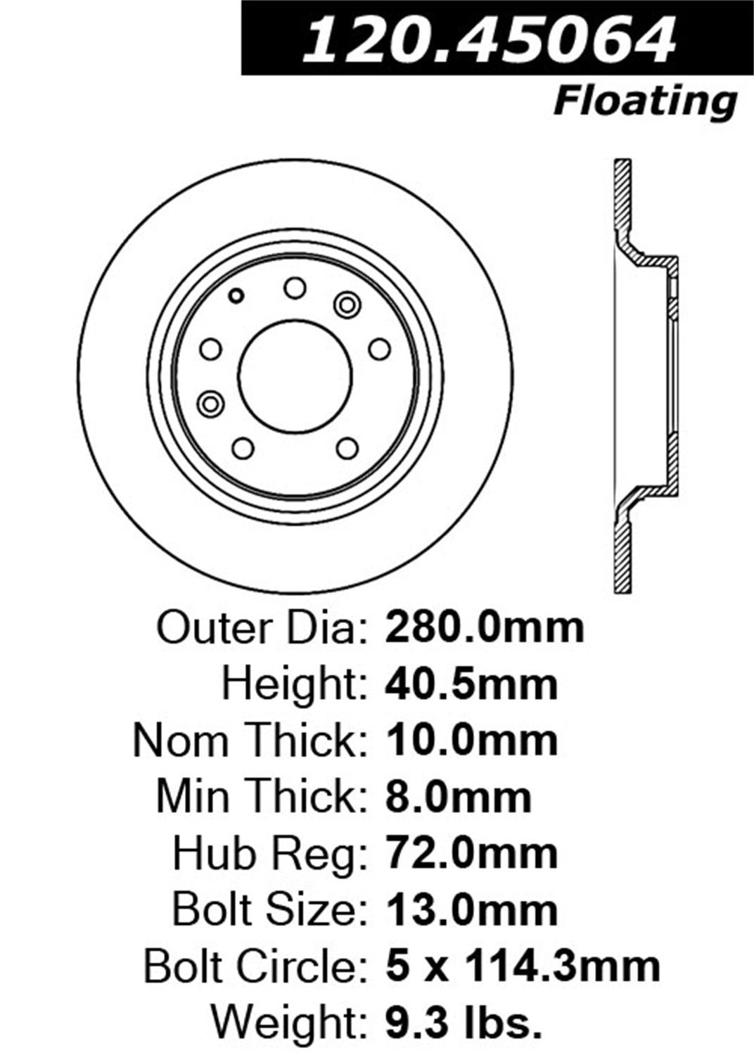 StopTech Sport 128.45064L Cross Drilled Brake Rotor (Rear Left), 1 Pack