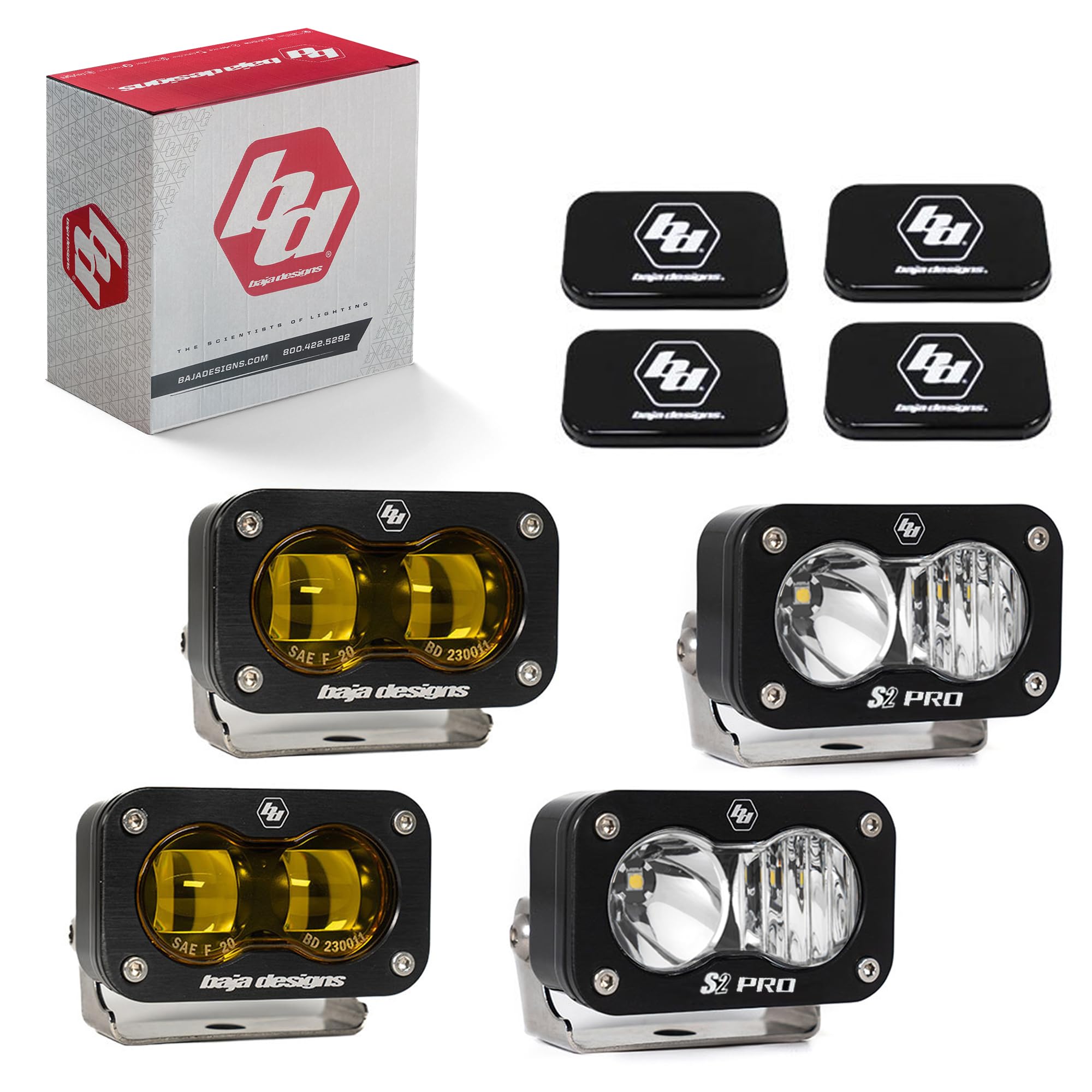 Baja Designs S2 Pro Fog Pocket LED Light Kit for Ford F-150 Raptor 2021-on; Bronco Raptor 2022-on (Amber)