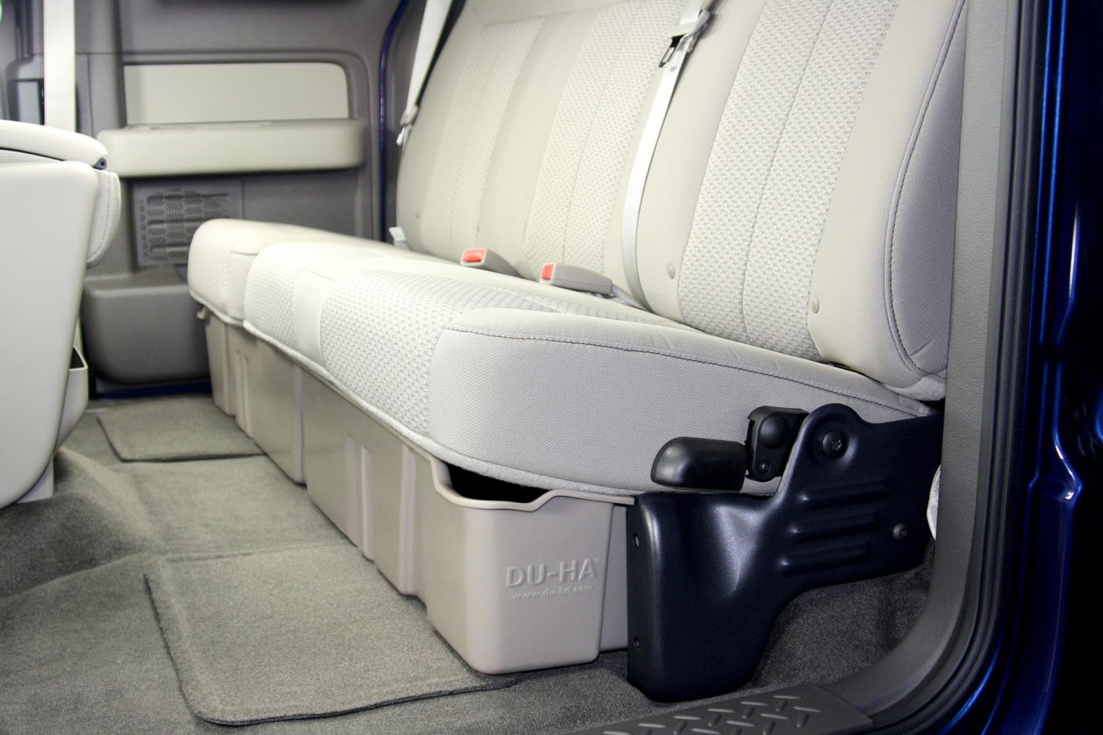 Under Seat Storage DuHa 20071 fits 2009-2014 F150 SuperCab without Factory Subwoofer | Black Heavy-Duty Back Seat Organizer | Durable Construction | Includes Dividers
