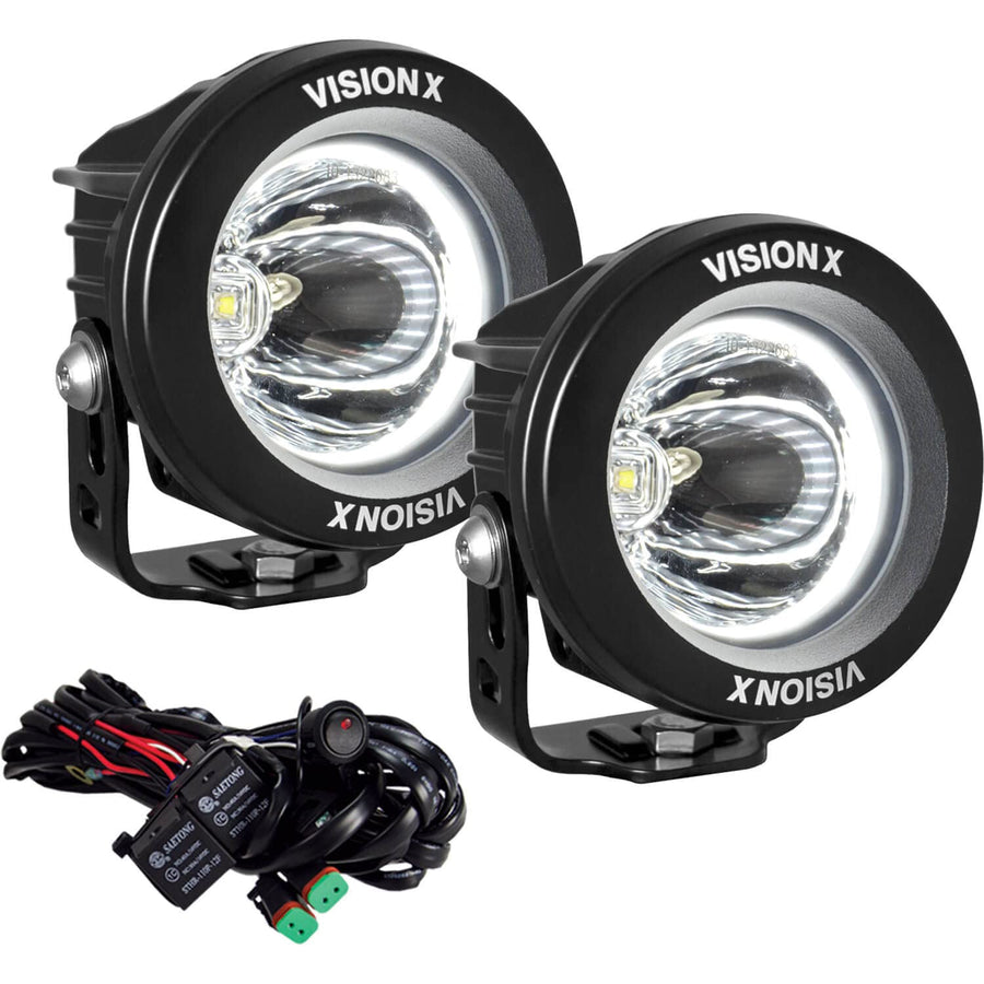 Optimus Round Vision X Lighting (XIL-OPRH115KIT) 1, 10W LED, Emark Approved, 15 Degree Narrow, 2 Light Kit, Black