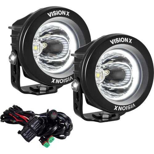Optimus Round Vision X Lighting (XIL-OPRH115KIT) 1, 10W LED, Emark Approved, 15 Degree Narrow, 2 Light Kit, Black