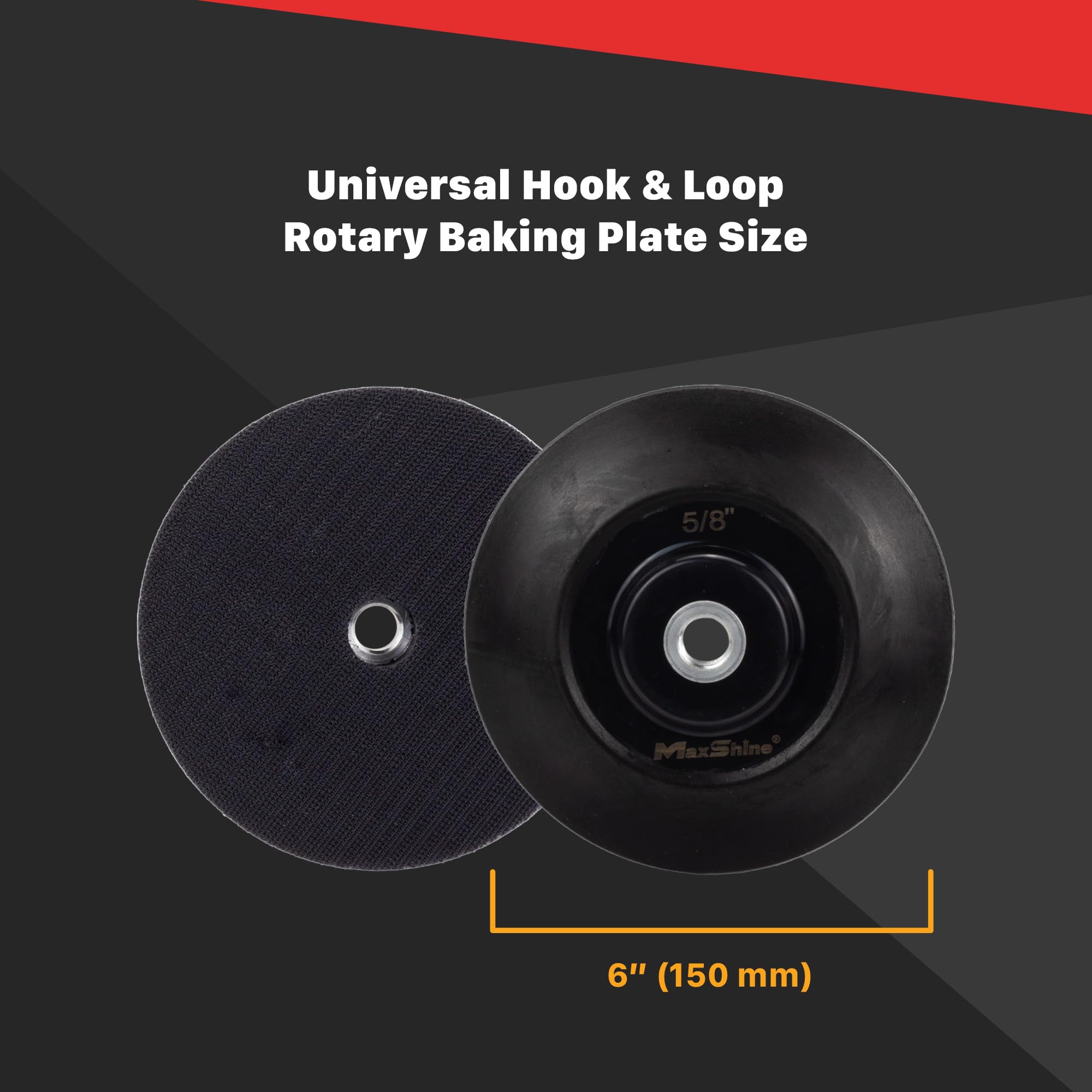 6" Maxshine Universal Hook & Loop Rotary Backing Pad Polishing Plate (152mm) - Compatible with Universal Rotary Polishers - Sanding, Polishing, Buffing - Professional Grade for Car Care Detailing