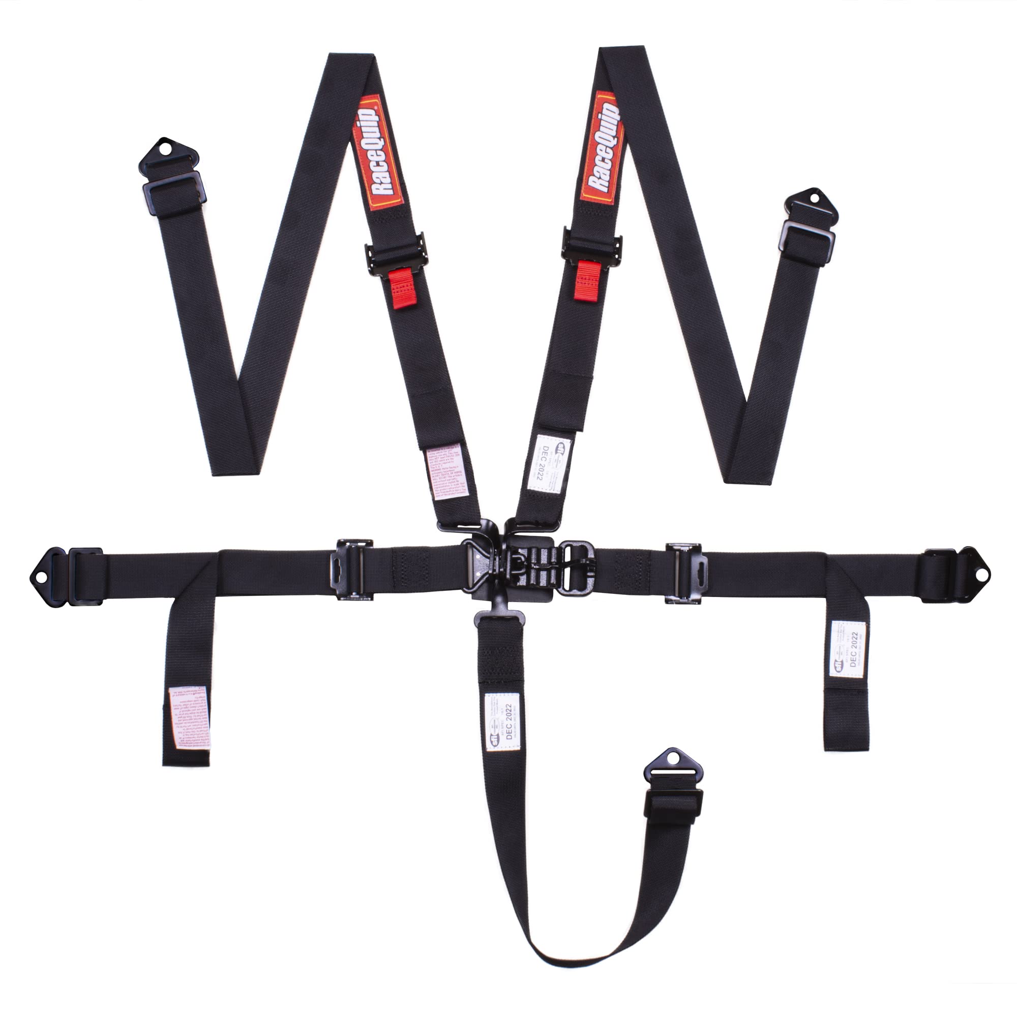 SFI 16.1 Racequip 811001RQP 2 in 5-Point Latch & Link Seat Belt Harness Black
