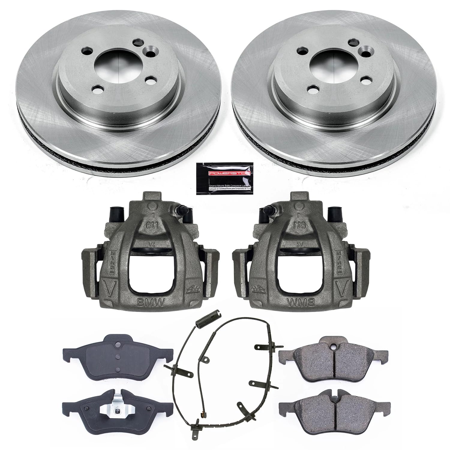 Power Stop KCOE5724 Replacement Autospeciality Front Caliper Kit- OE Rotors, Ceramic Brake Pads, Calipers For Mini Cooper 2002-2006 [Model Specific]