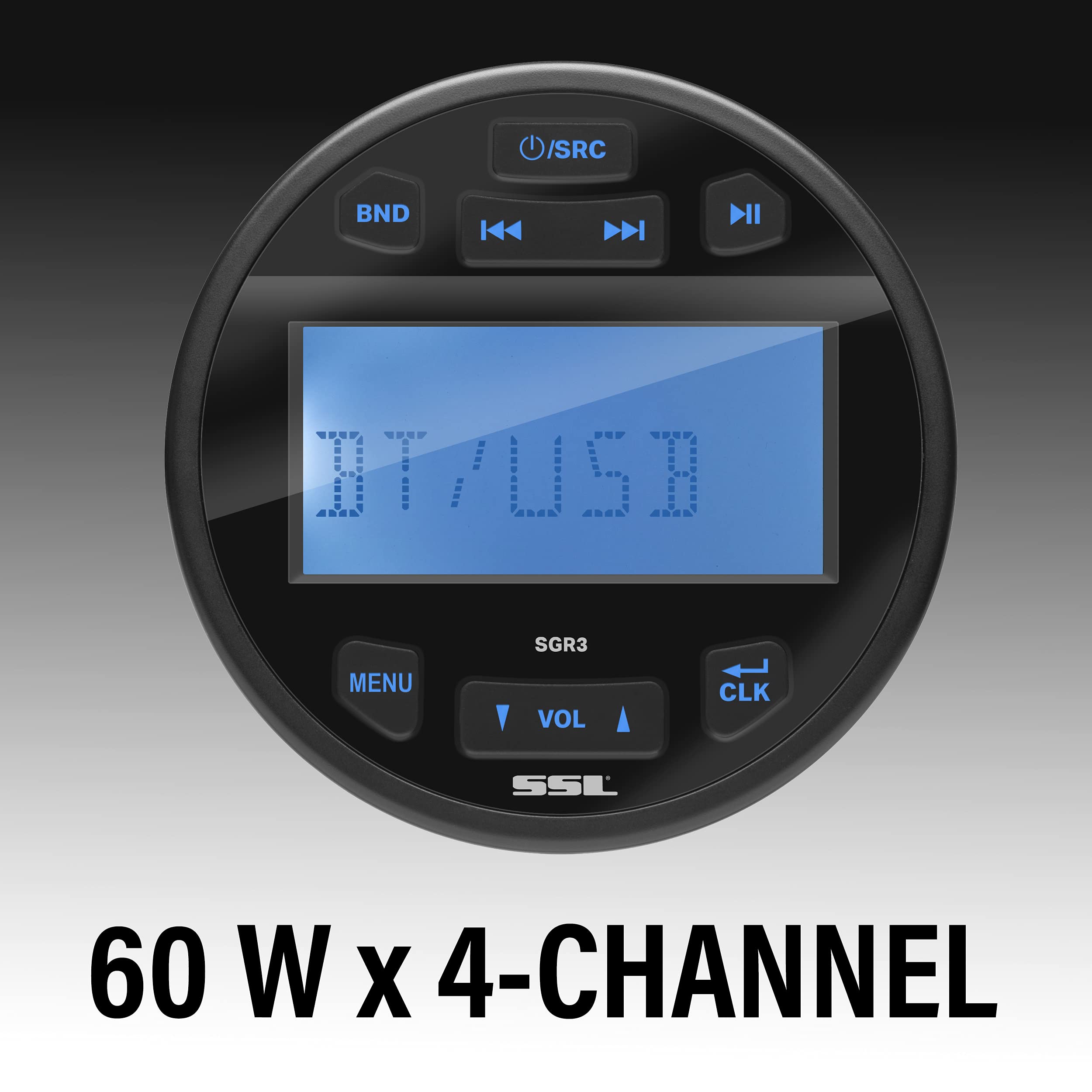 Sound Storm Laboratories Weatherproof SGR3.64 Marine Receiver and Speaker Package - IPX6 Rated Receiver, Bluetooth, USB, AM/FM Tuner, No CD Player, 6.5 Inch 2-Way Speakers x 4, Dipole Antenna