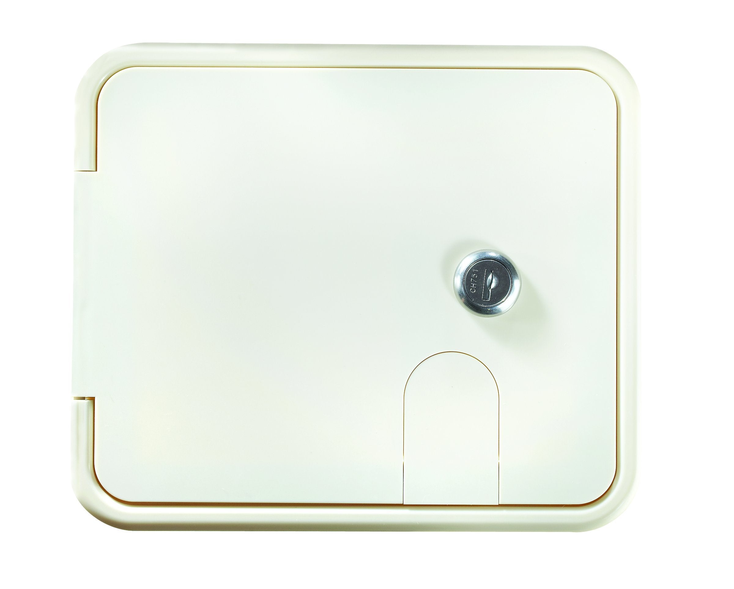 Locking Electrical Cable Hatch RV Designer B150, 7.6 inch x 6.5 inch x 2 inch, Polar White
