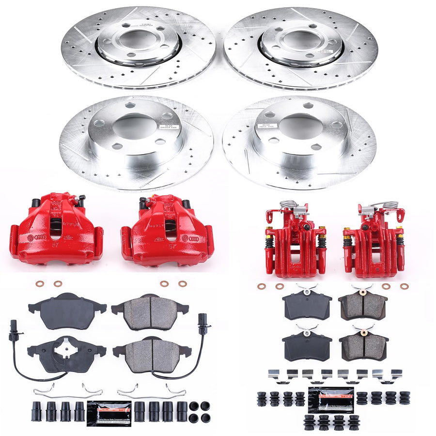 Power Stop Z23 KC532 Evolution Sport Front & Rear Caliper Brake Kit- Brake Rotor, Carbon-Fiber Ceramic Brake Pads and Brake Caliper For Audi A6 Quattro 1998-2001 [Model Specific]